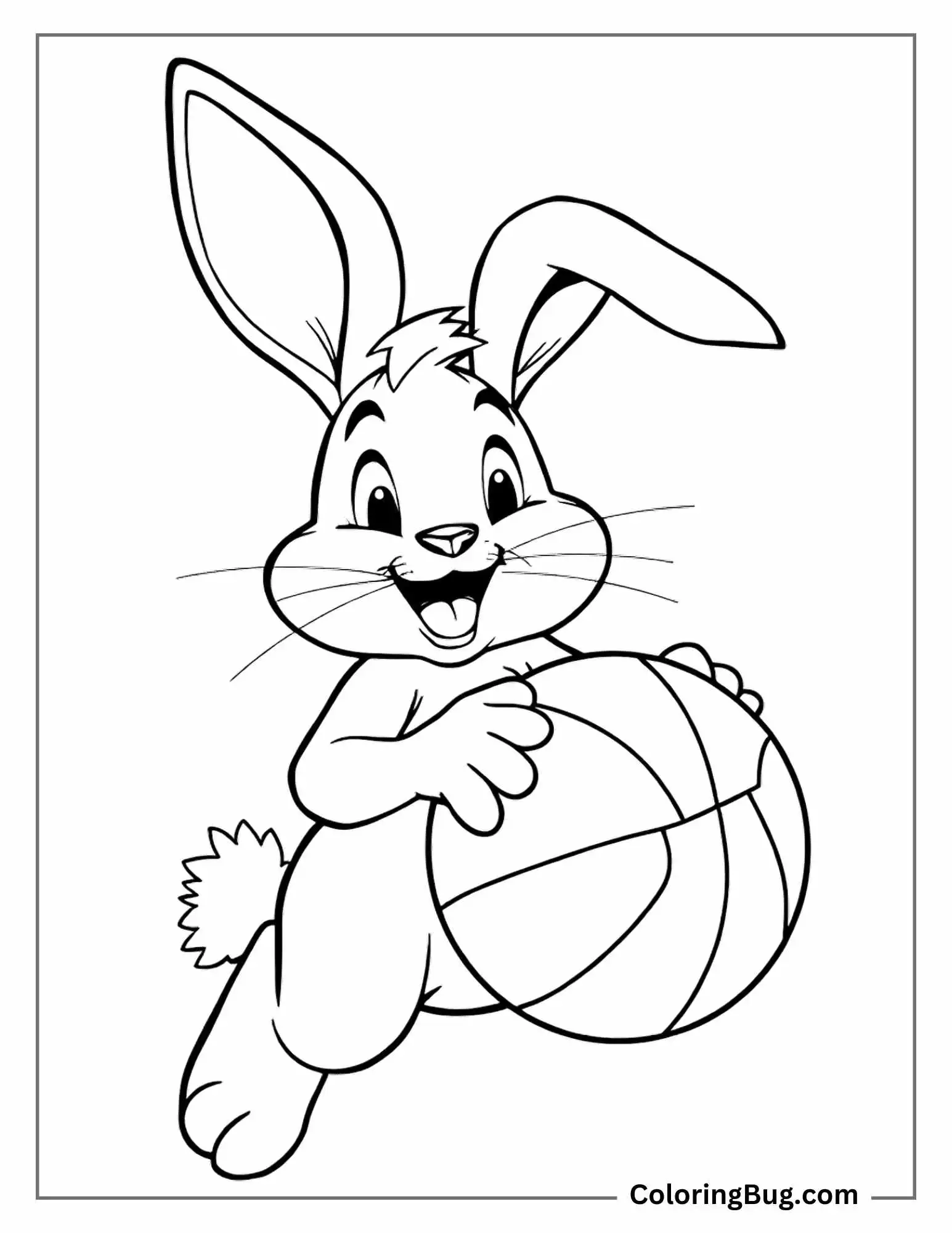 Rabbit Playing Basketball Coloring Sheet