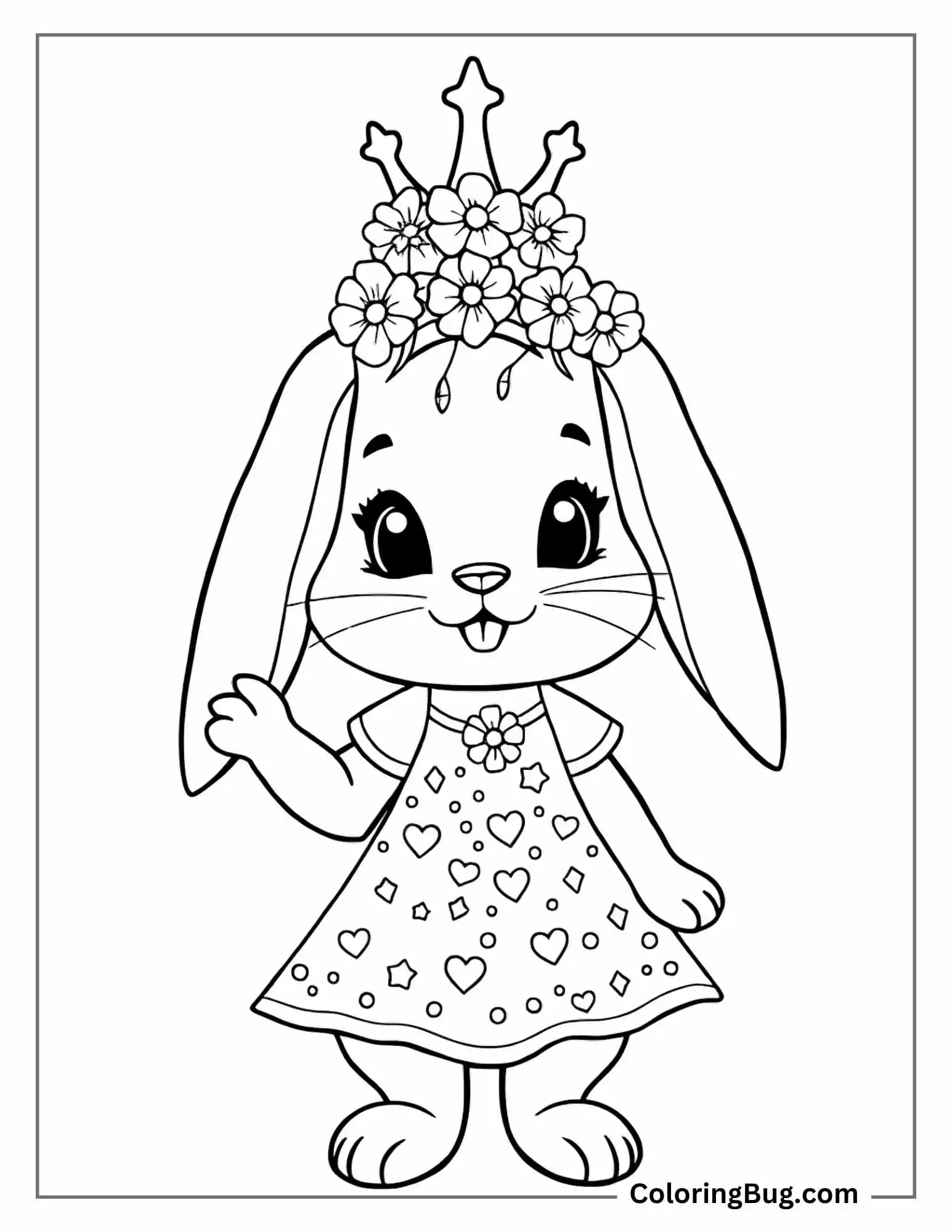 Simple Rabbit Princess Coloring Sheet