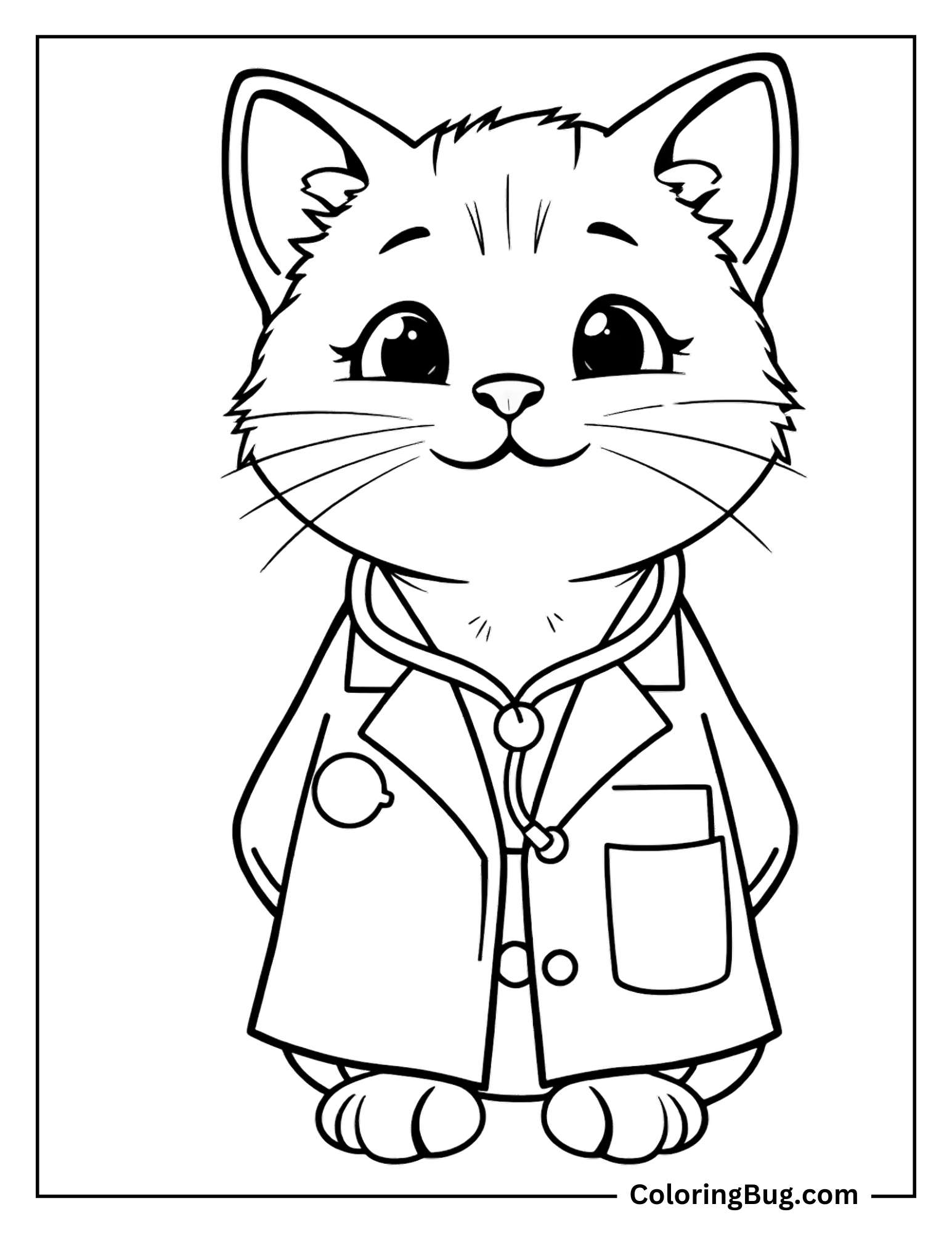 A doctor cat coloring sheet