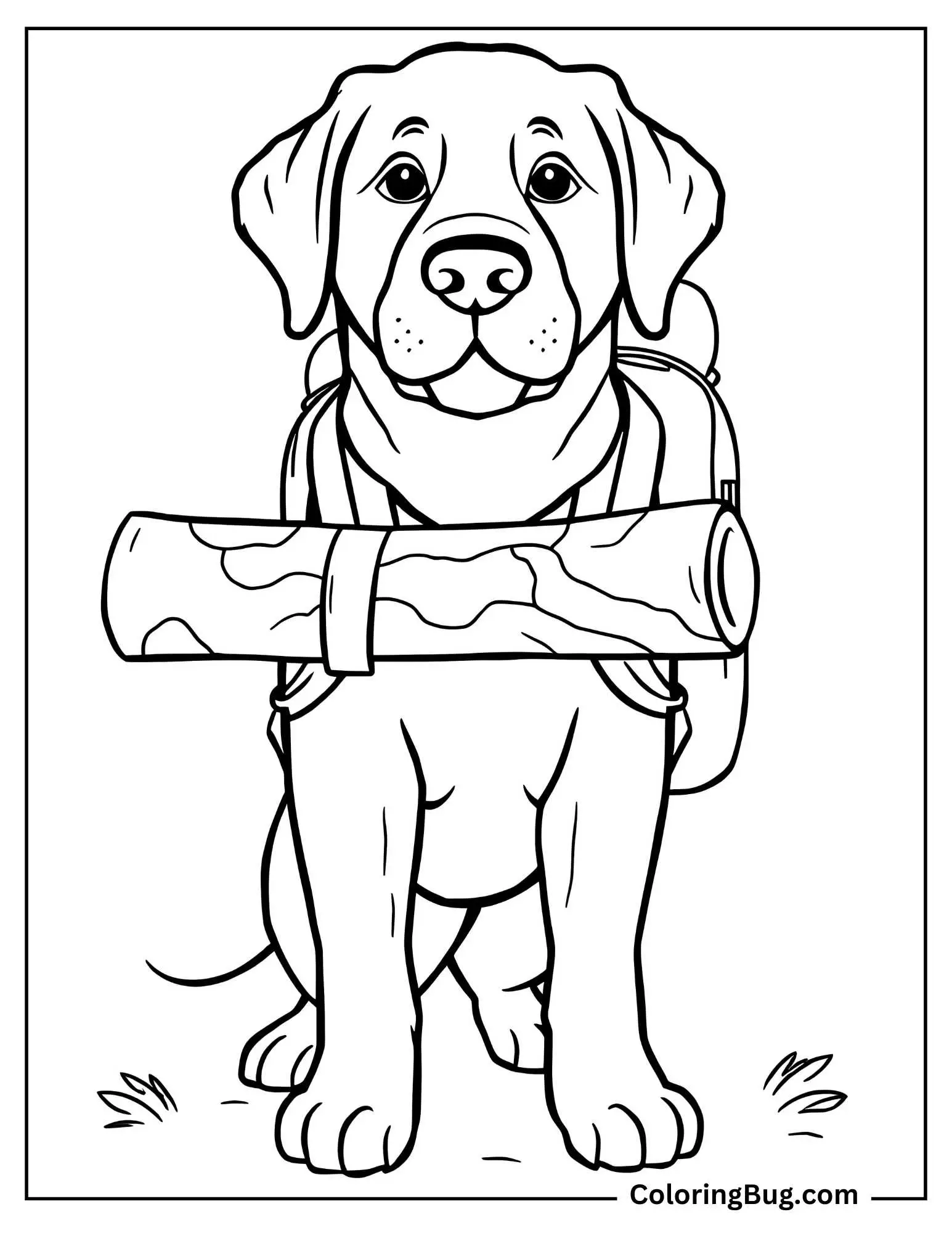 a dog ready for adventure coloring sheet