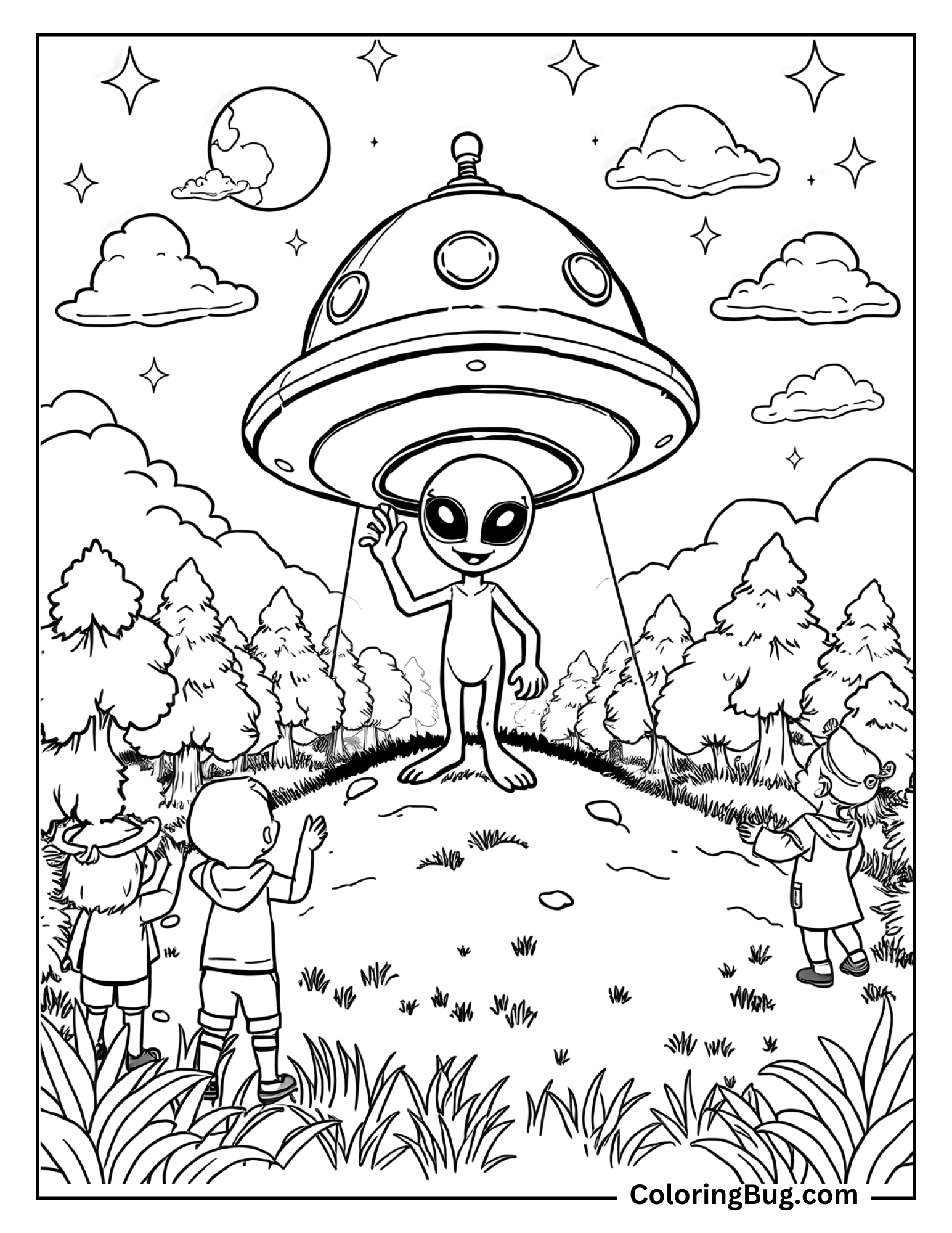 Alien Leaving Earth Coloring Sheet