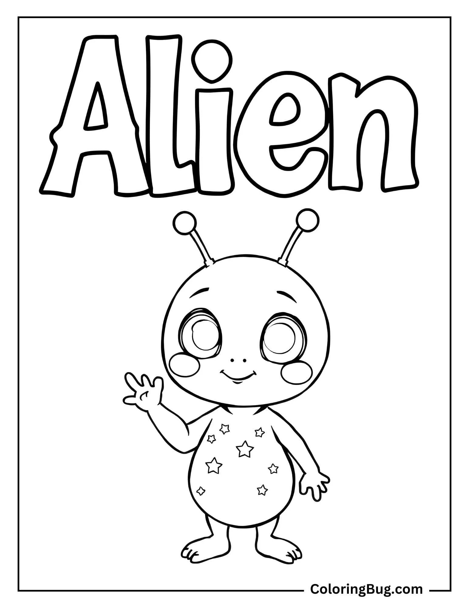 Alien Wording with Alien Coloring Sheet