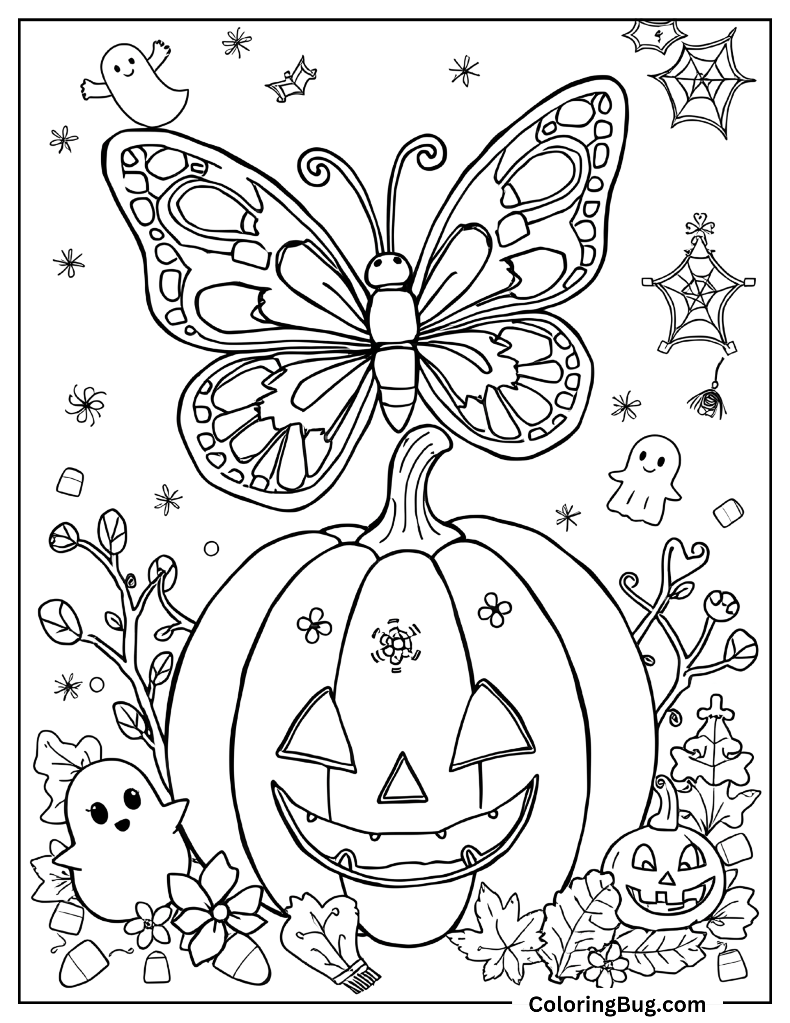 Butterfly with Halloween theme coloring Sheet