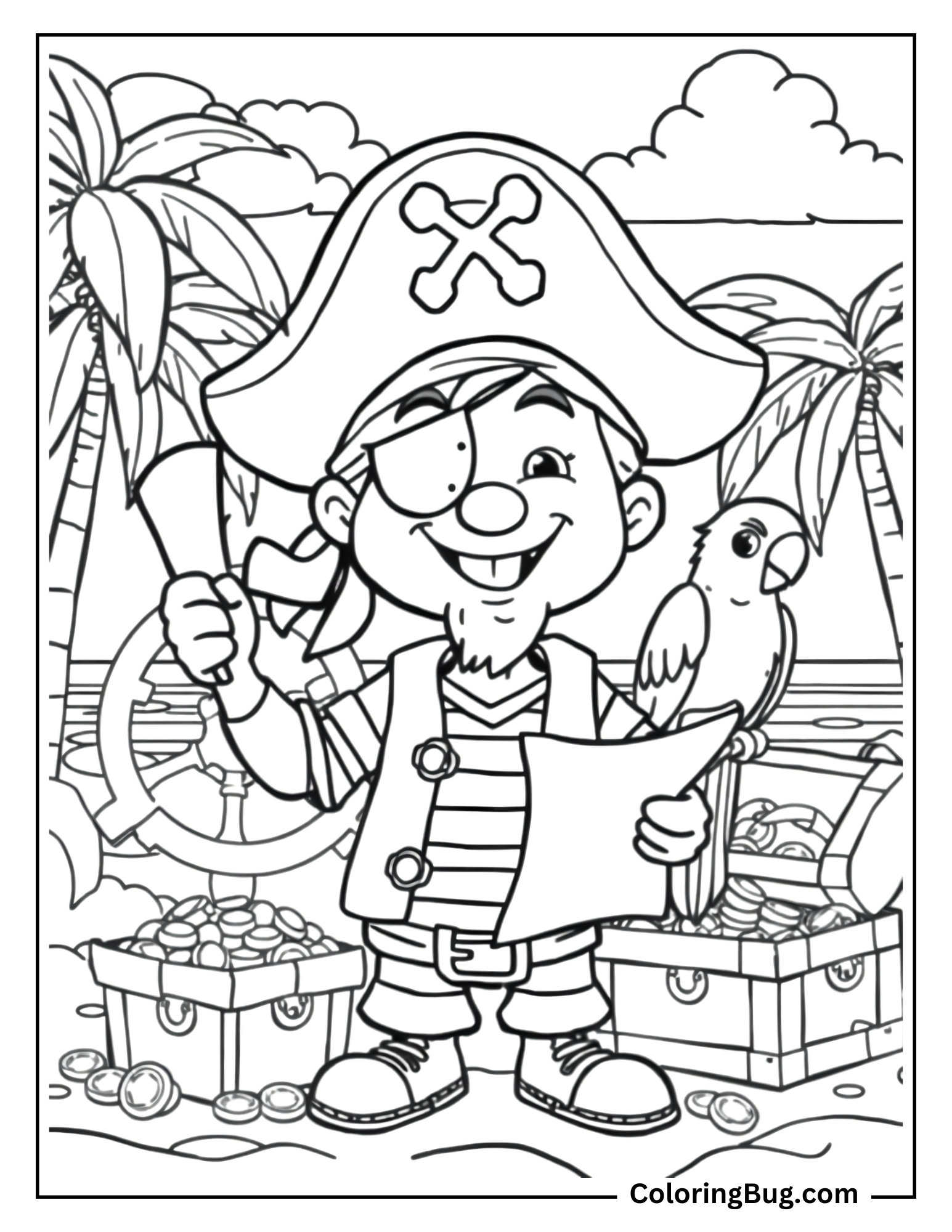 Cartoon Pirate Coloring Sheet