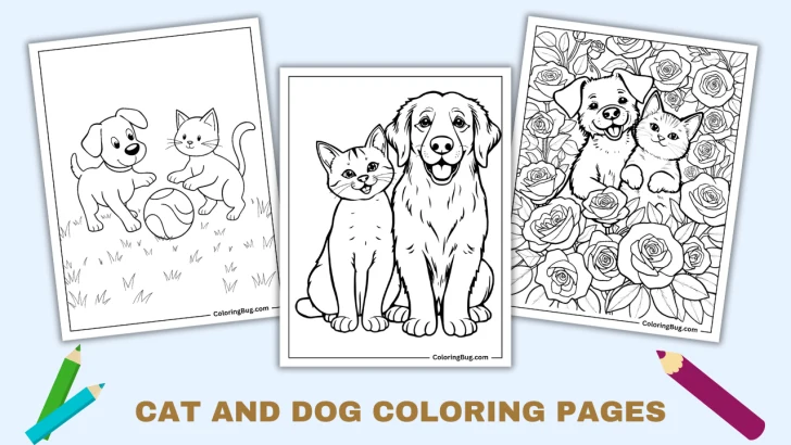 30 Cat and Dog Coloring Pages (Free Printable PDFs)
