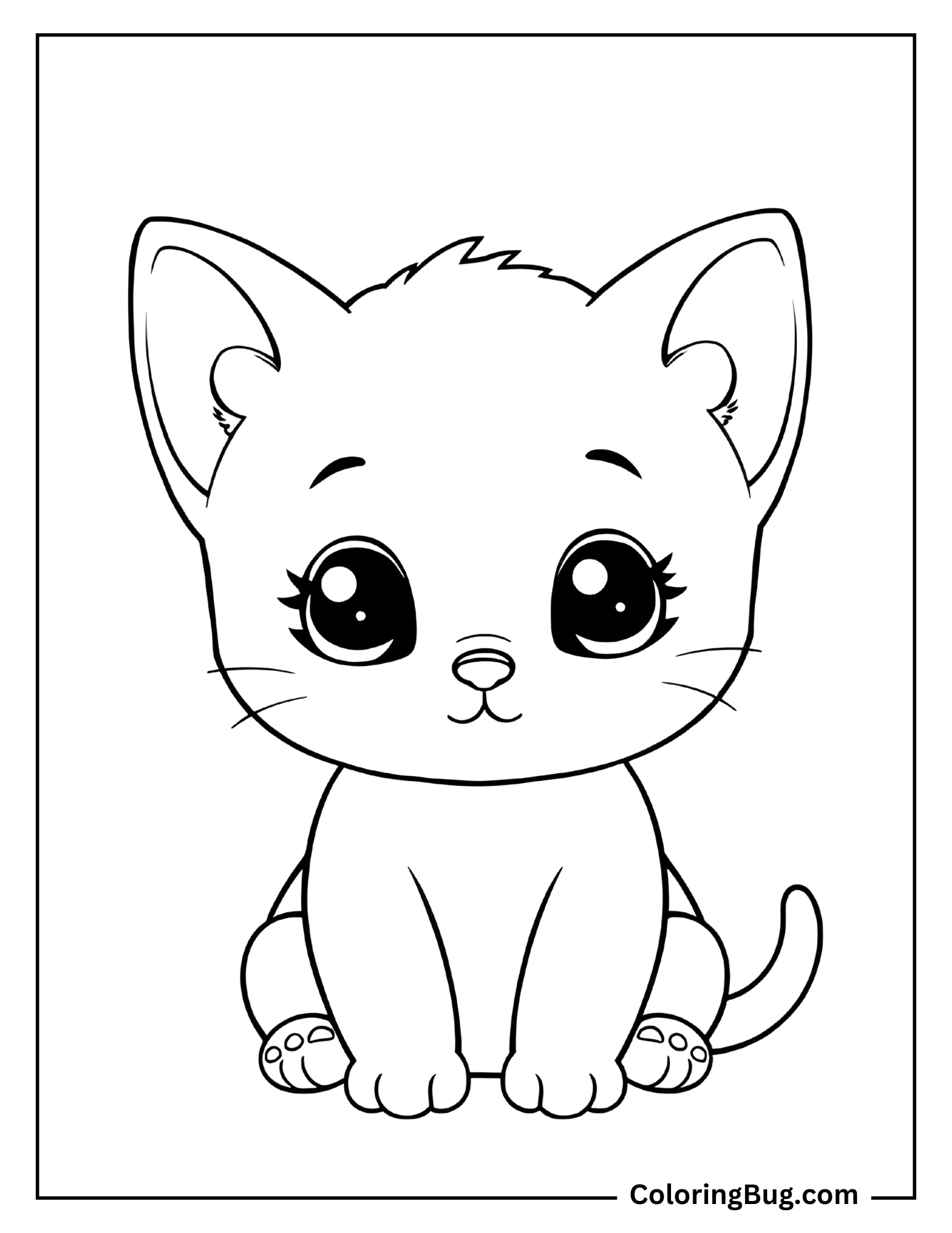 Cute Cartoon Kitten Coloring sheet