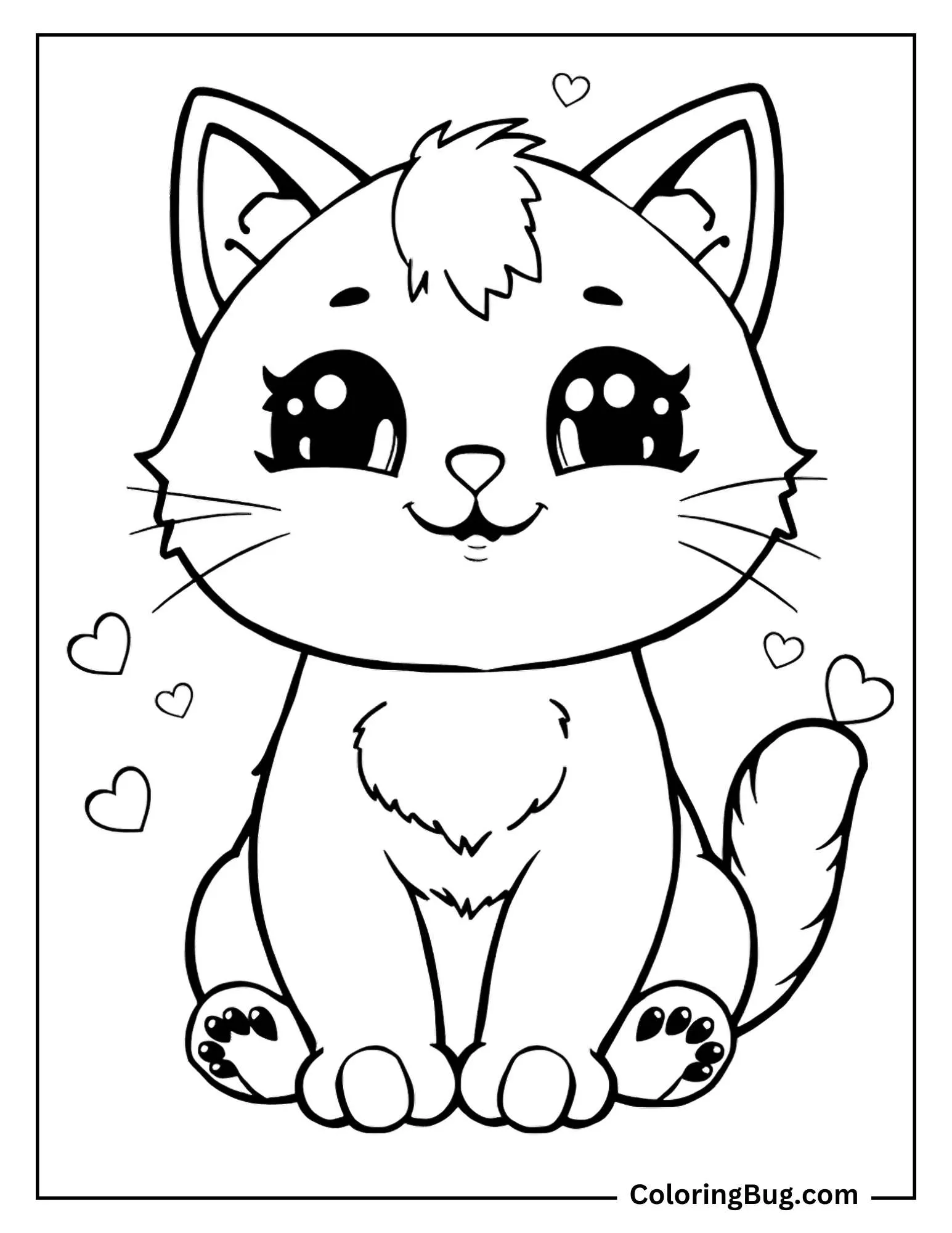 cute kawaii cat coloring sheet
