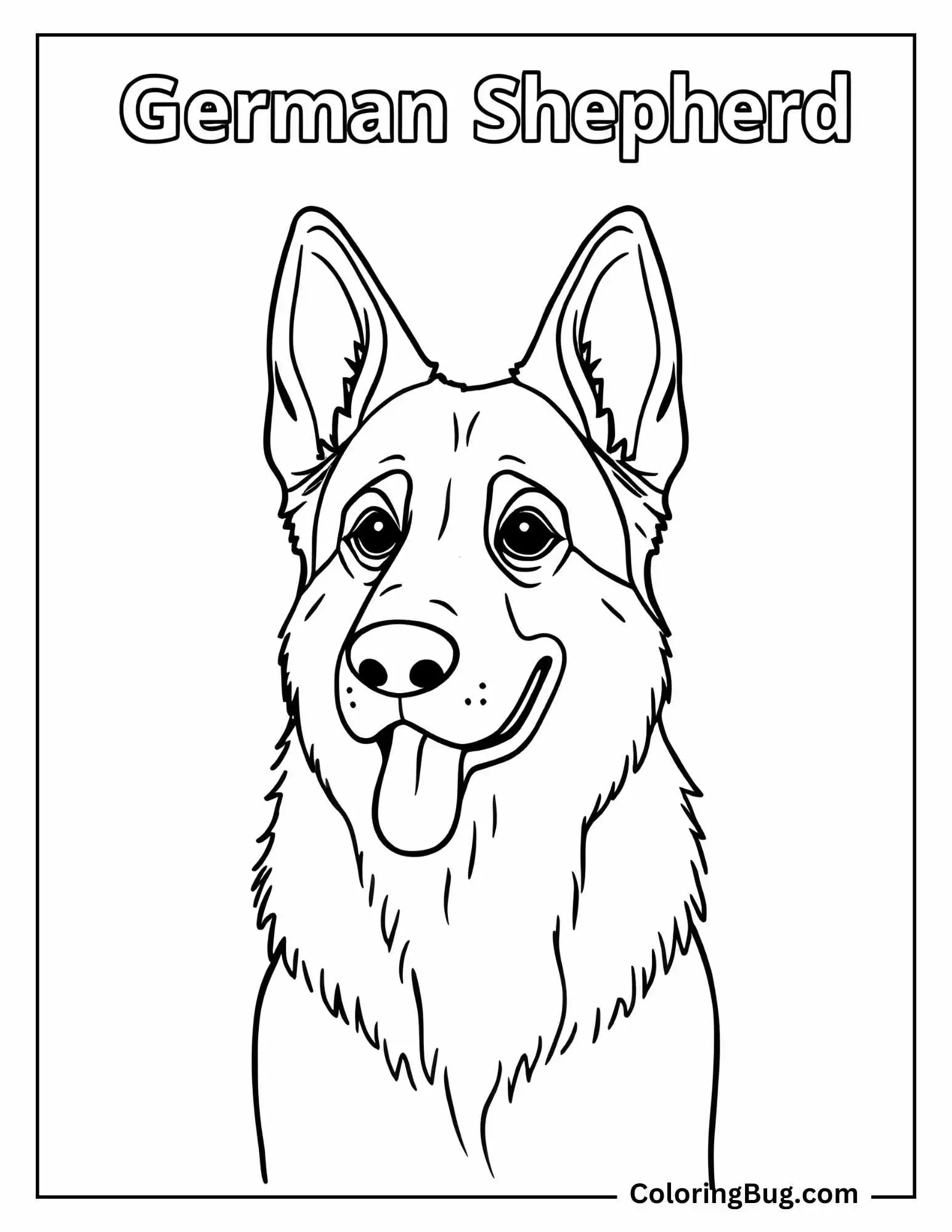 German Shepherd With Text coloring sheet