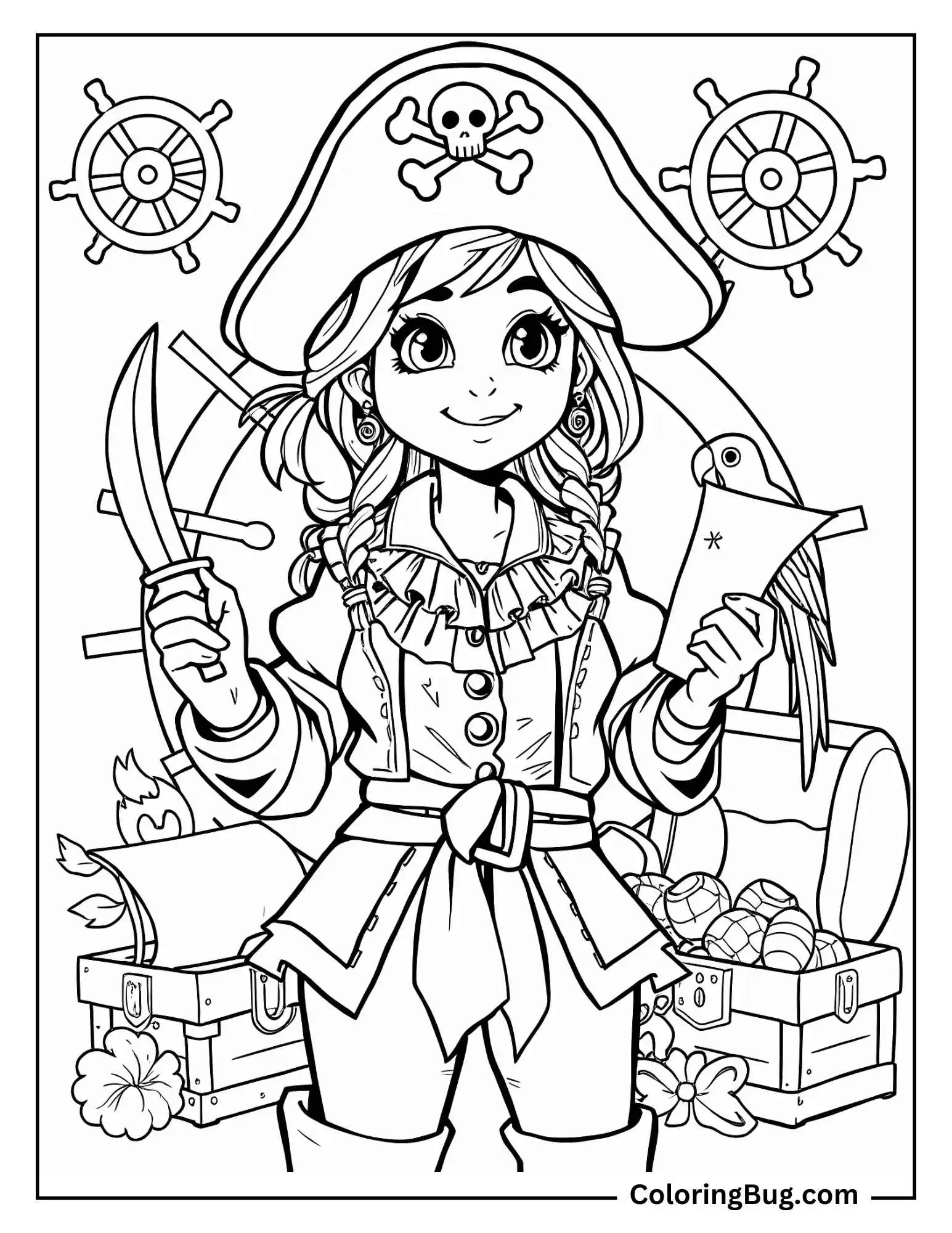 Girl Pirate Coloring Sheet