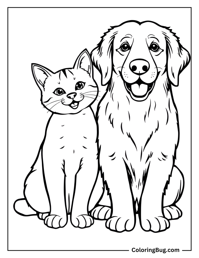 30 Cat and Dog Coloring Pages (Free Printable PDFs)