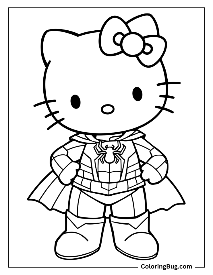 30 Hello Kitty and Spiderman Coloring Pages (Free Printable PDFs)