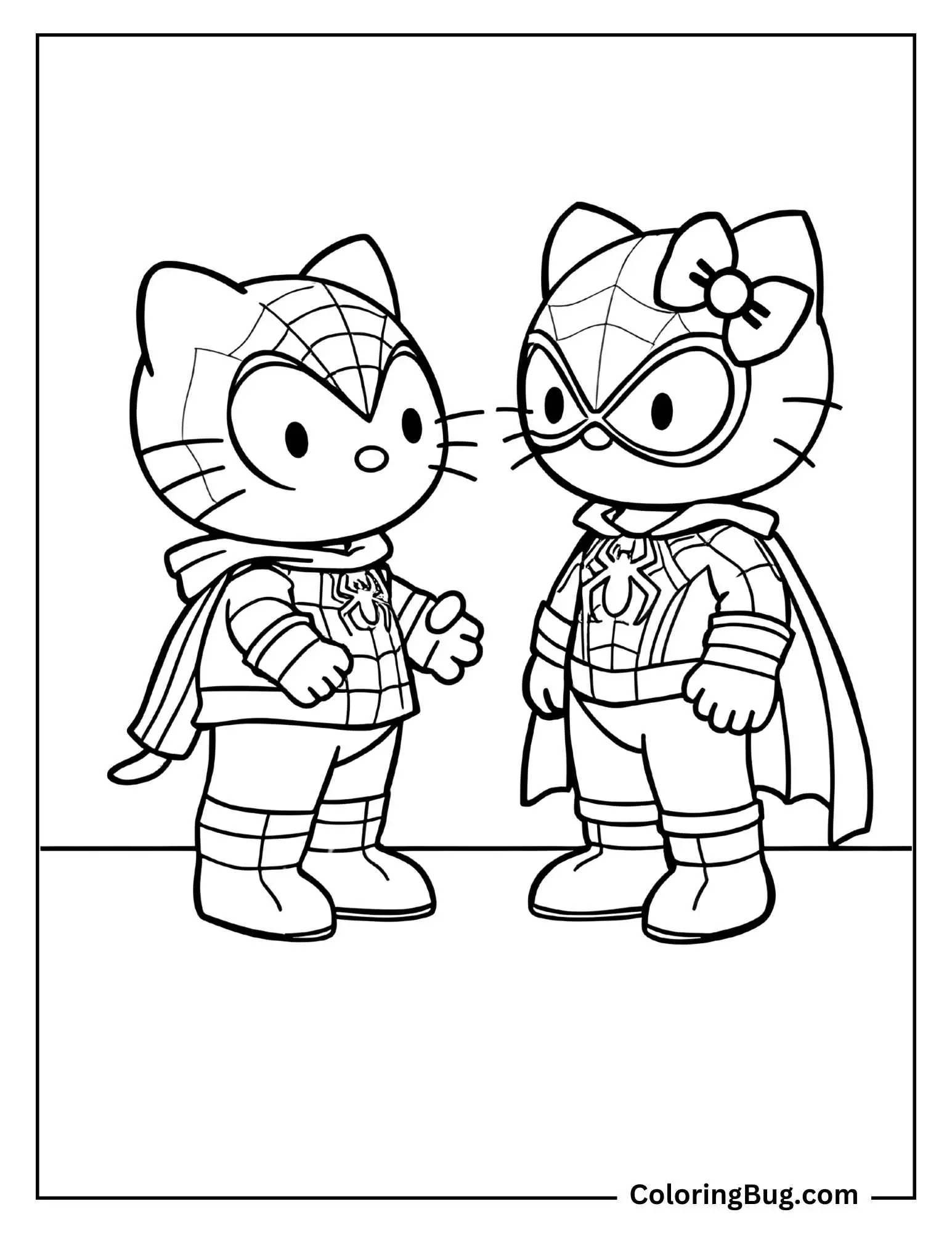 Hello Kitty Spider Outfits Coloring Page