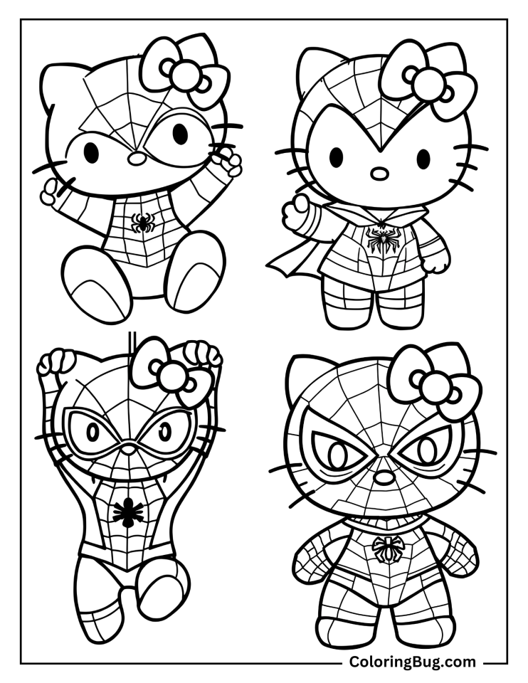 30 Hello Kitty and Spiderman Coloring Pages (Free Printable PDFs)
