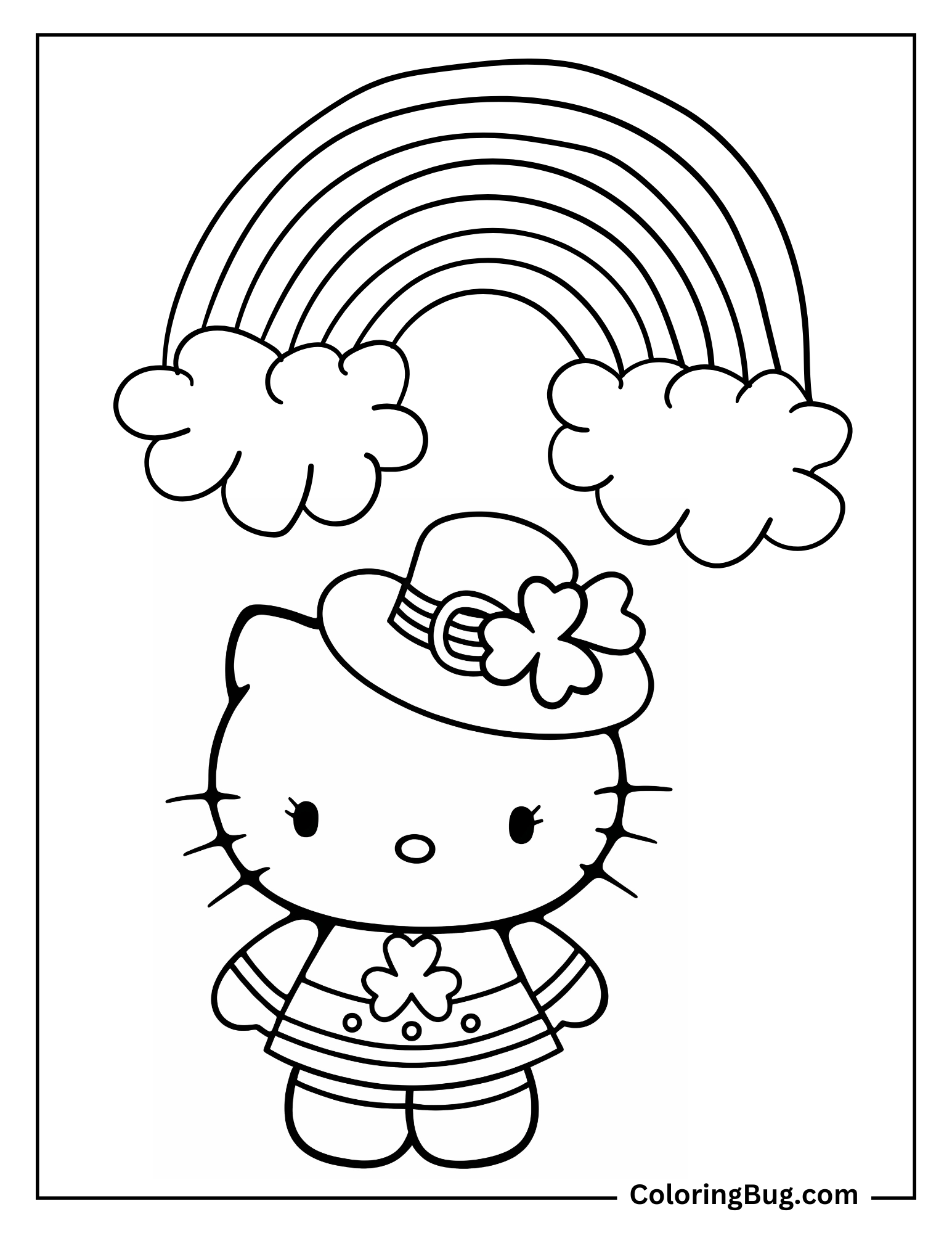 Hello Kitty St. Patricks Day Coloring Page