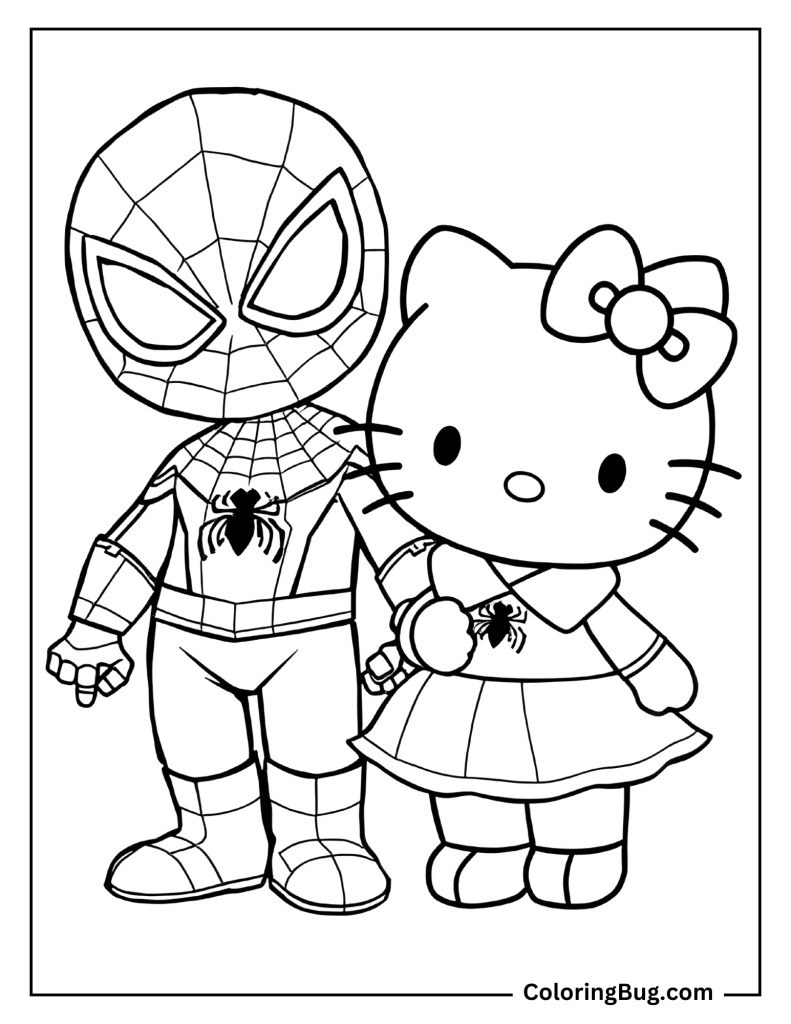 30 Hello Kitty and Spiderman Coloring Pages (Free Printable PDFs)