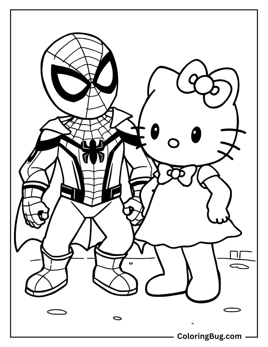 30 Hello Kitty and Spiderman Coloring Pages (Free Printable PDFs)