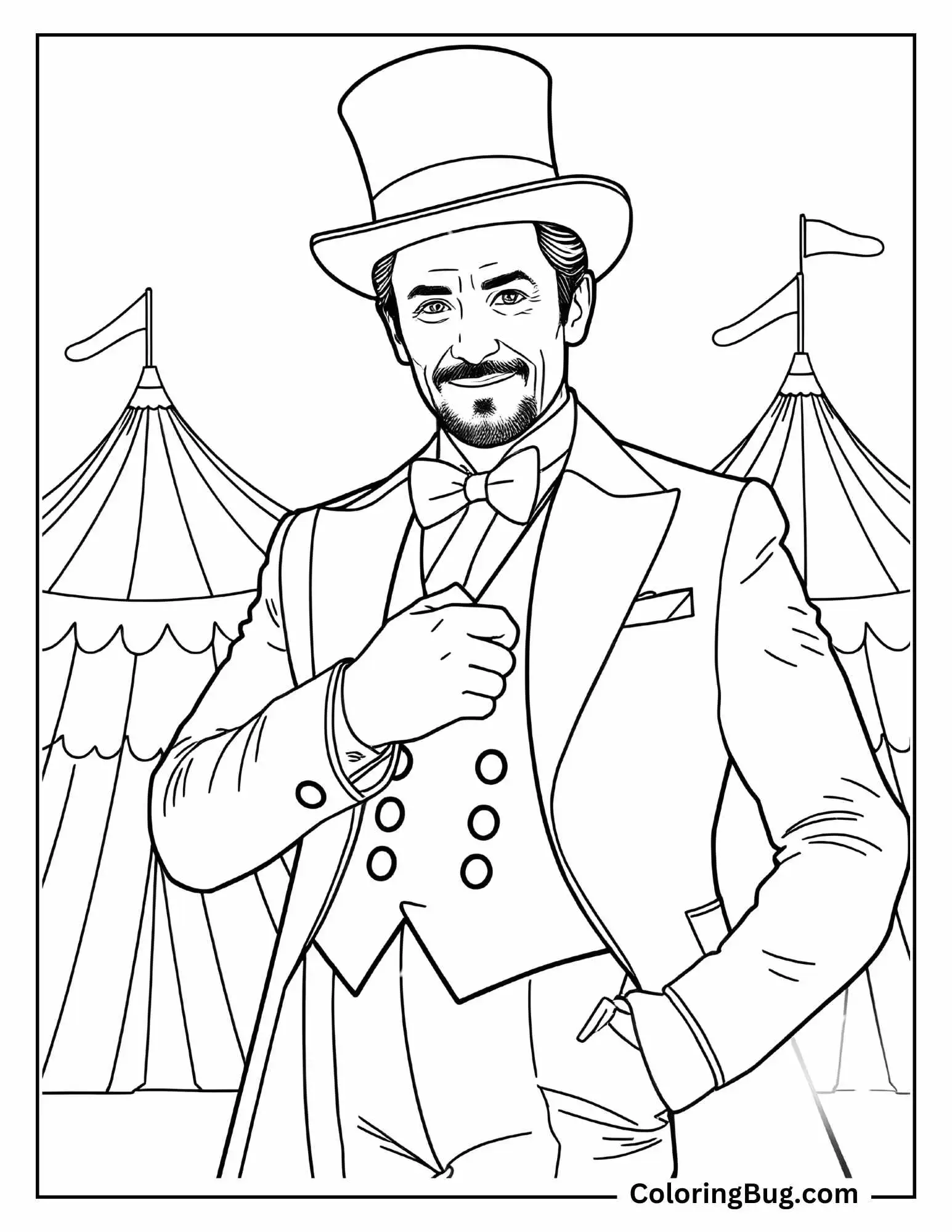 Hugh Jackman as The Greatest Showman coloring page