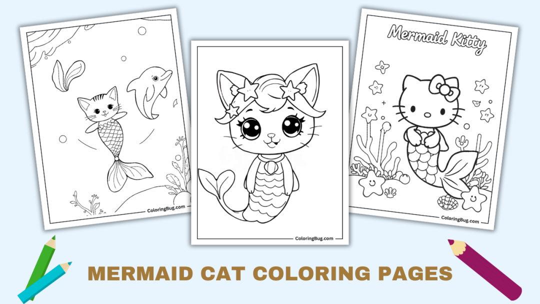 20 Mermaid Cat Coloring Pages (Free Printable PDFs)
