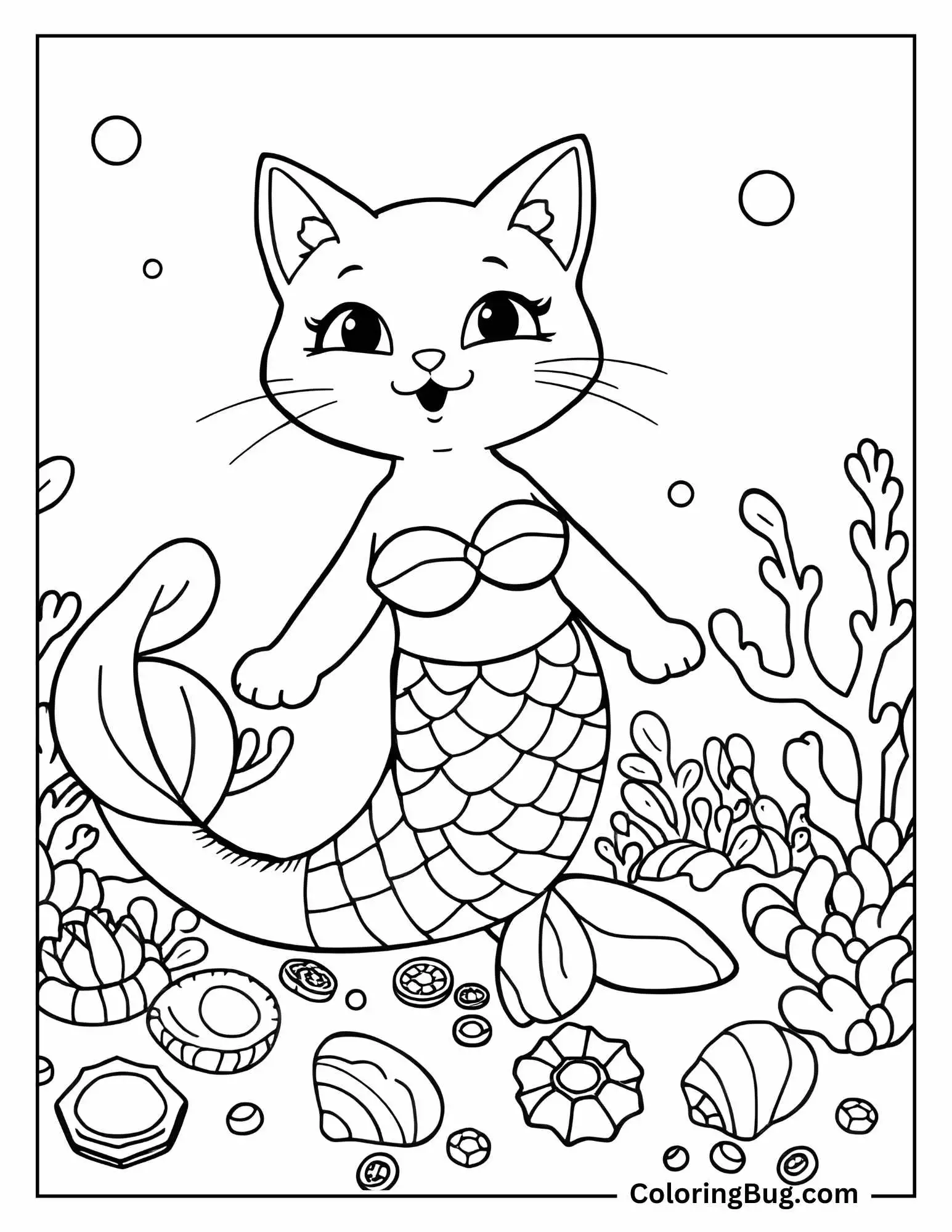 20 Mermaid Cat Coloring Pages (Free Printable PDFs)