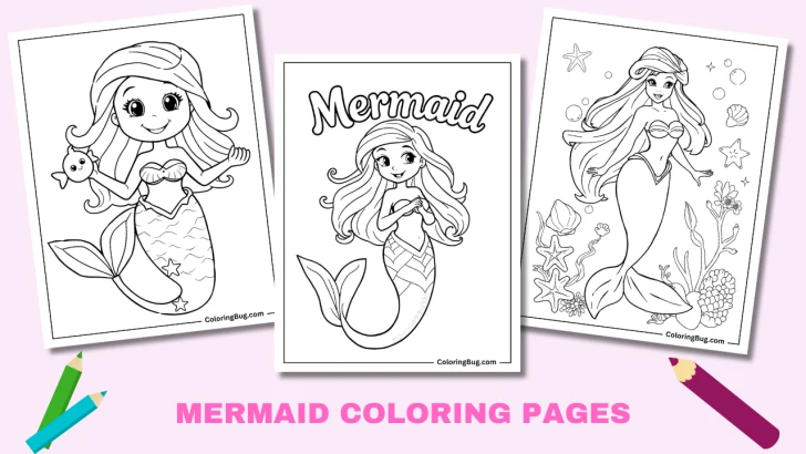 70 Mermaid Coloring Pages (Free Printable PDFs)