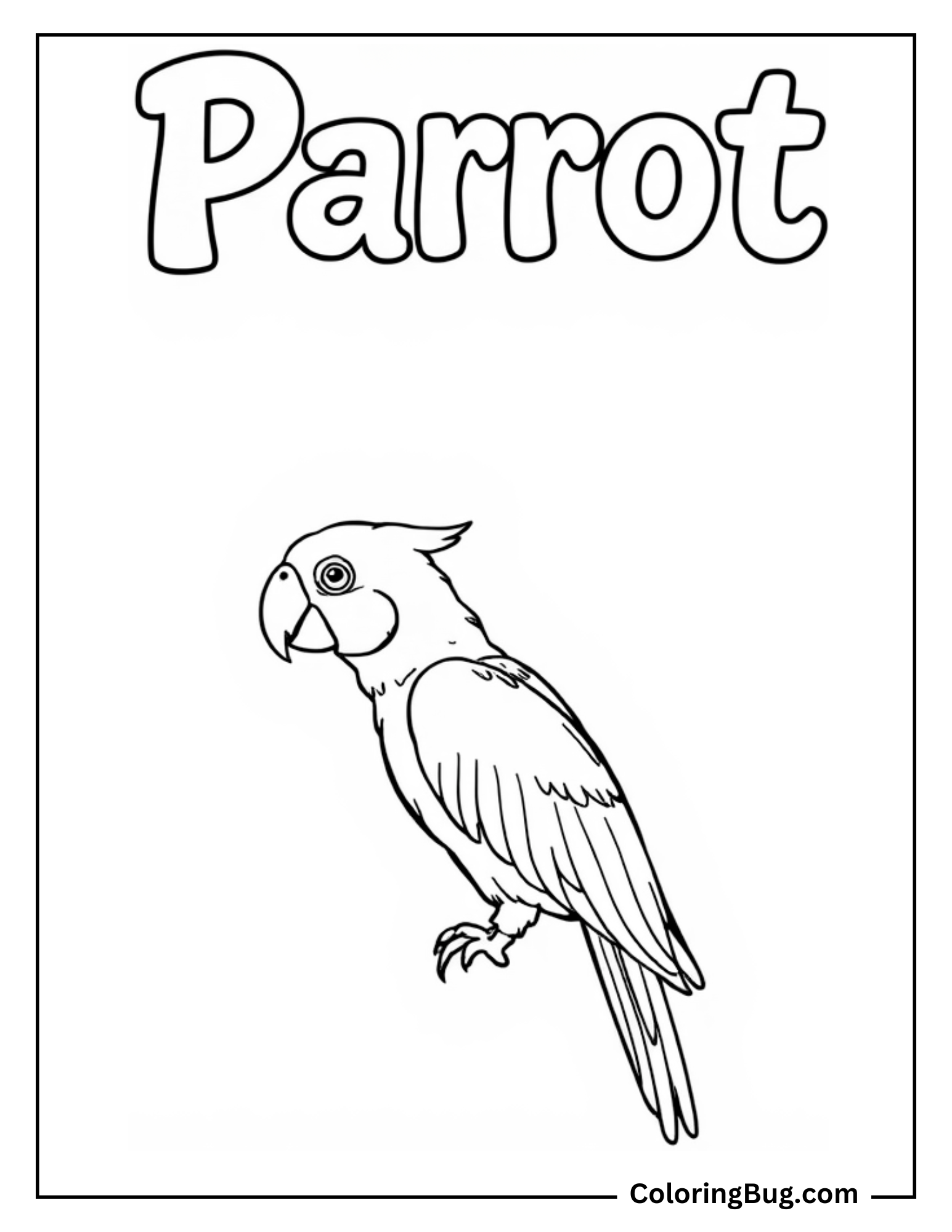 Parrot with Wording Coloring Sheet
