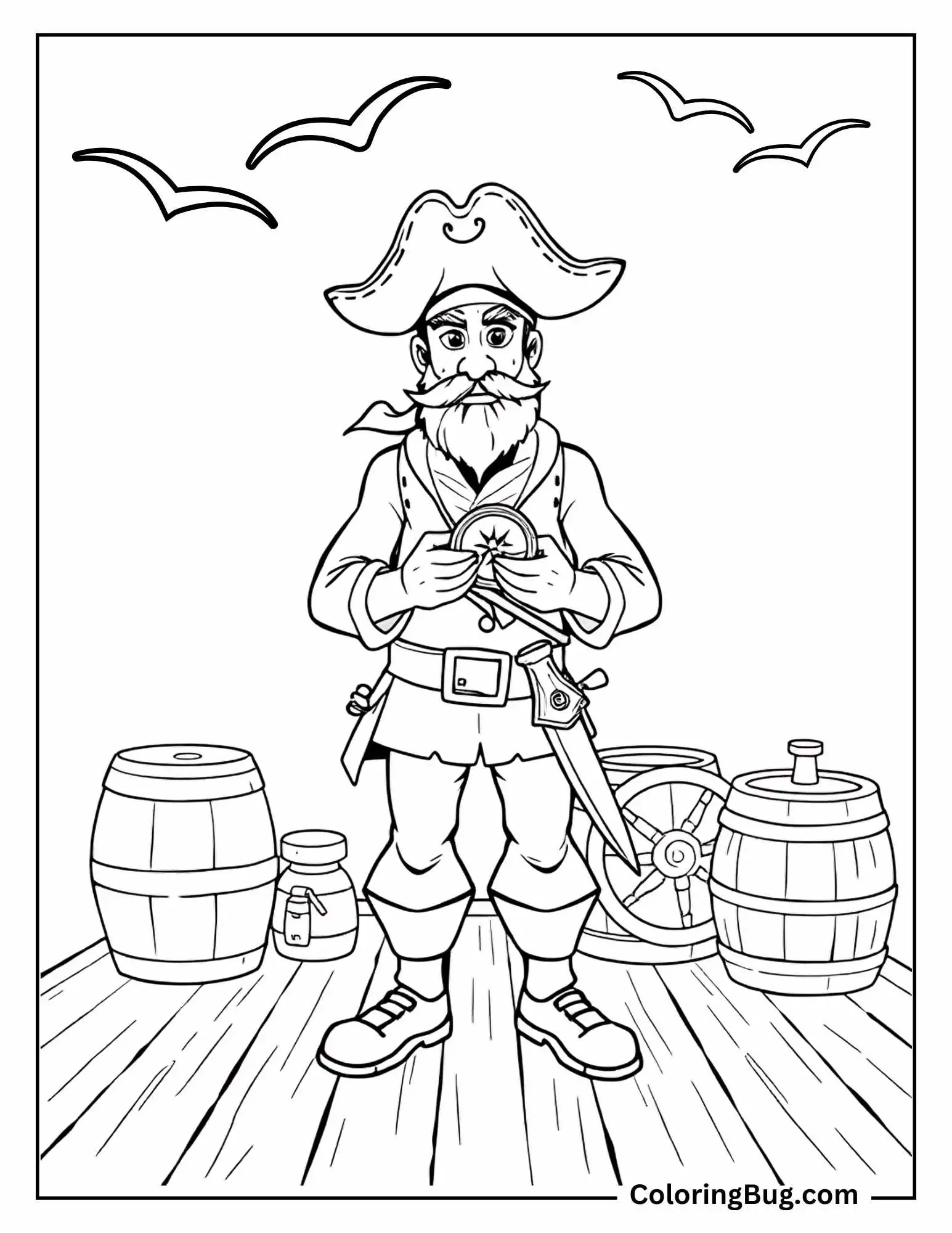 Pirate Checking Navigation Coloring Sheet