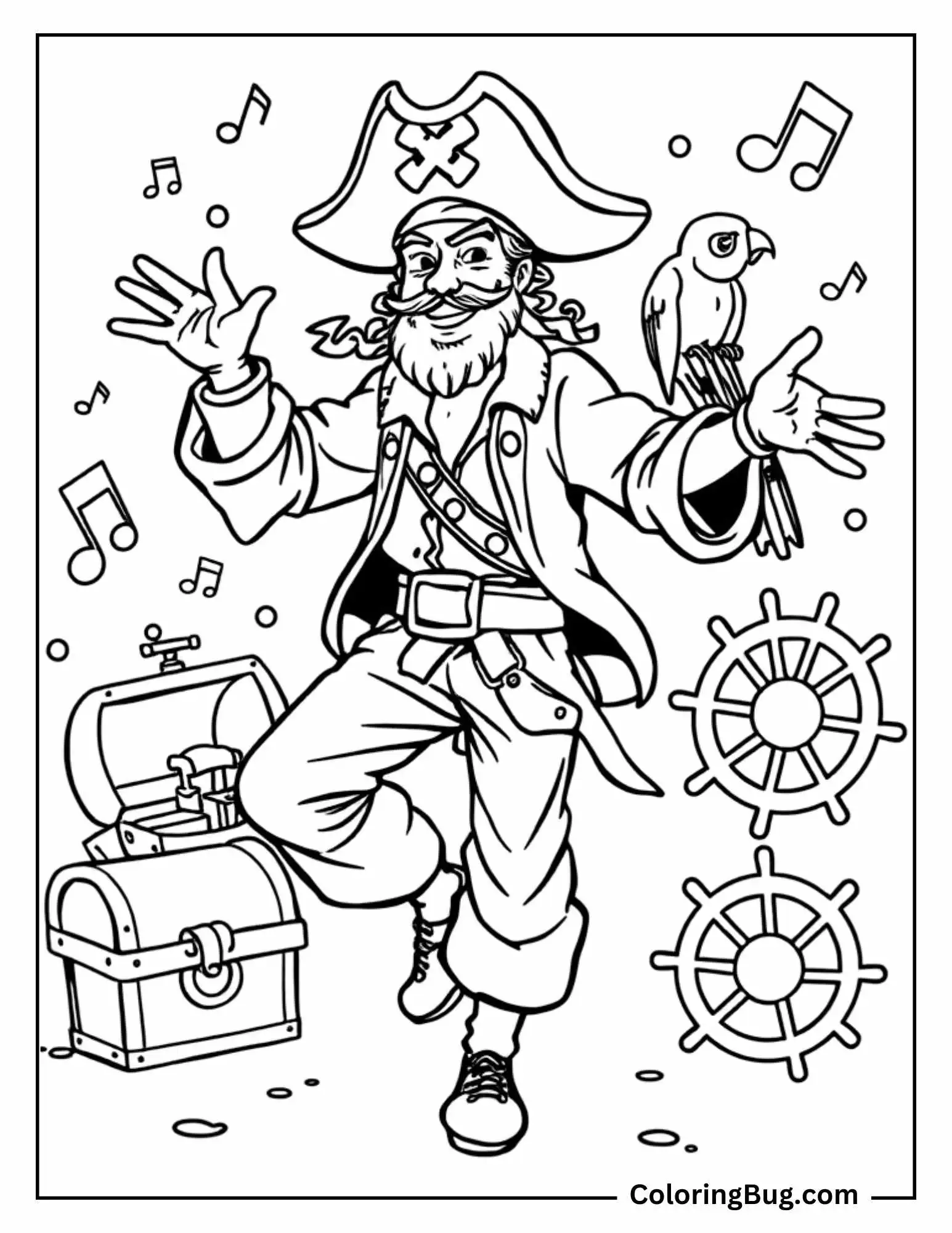 Pirate Dancing Coloring Sheet