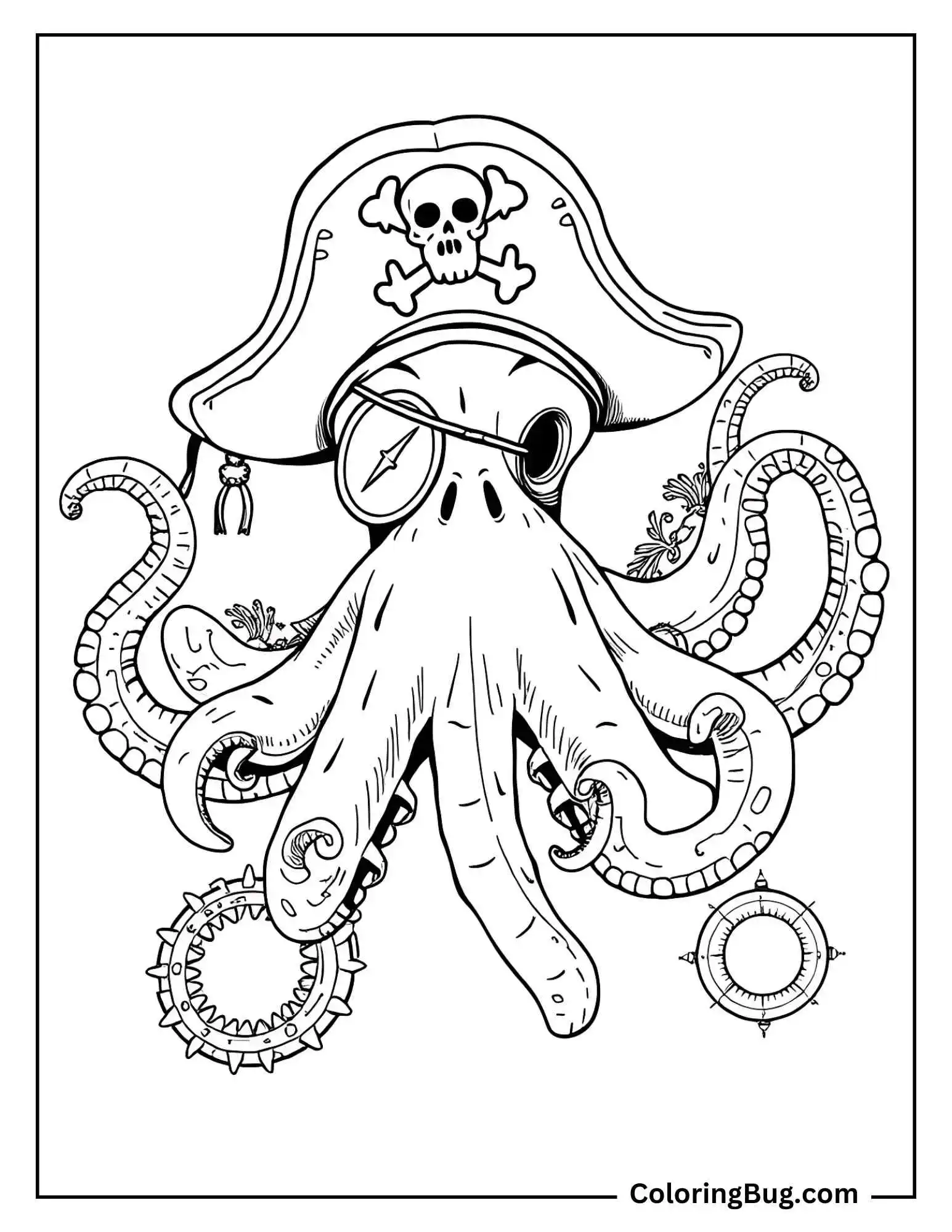 Pirate Octopus Coloring Sheet