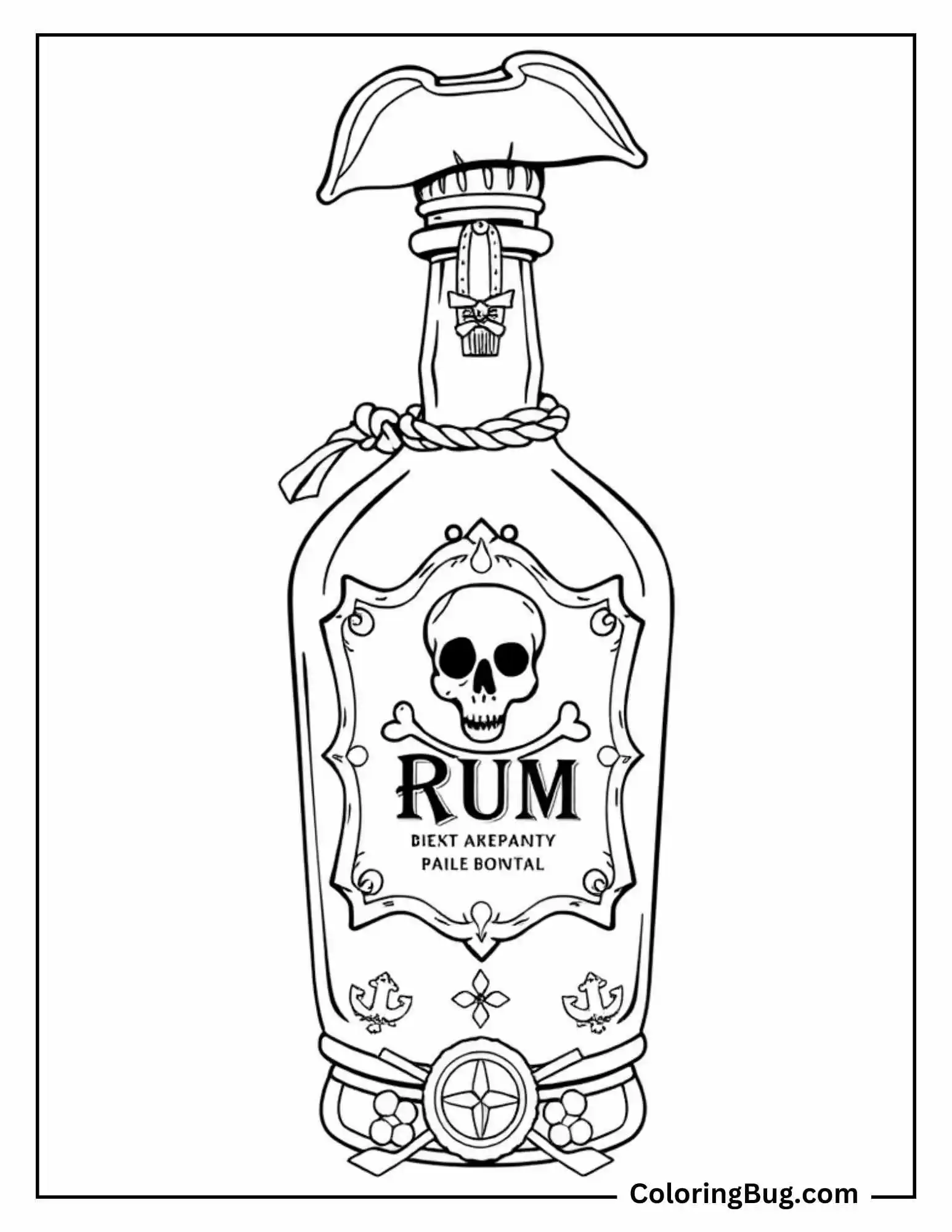 Pirate Rum Bottle Coloring Sheet