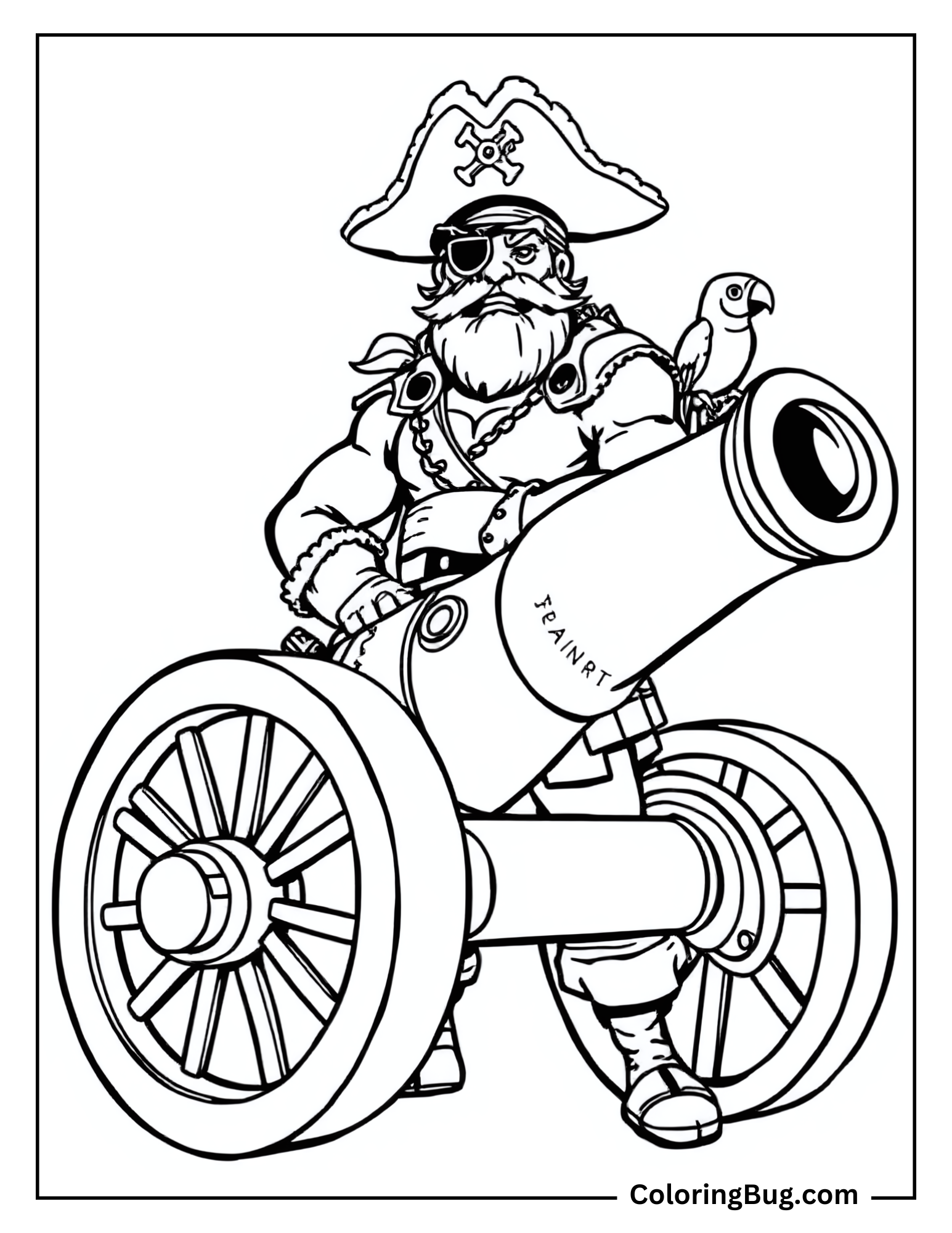 Pirate Using Cannon Coloring Sheet