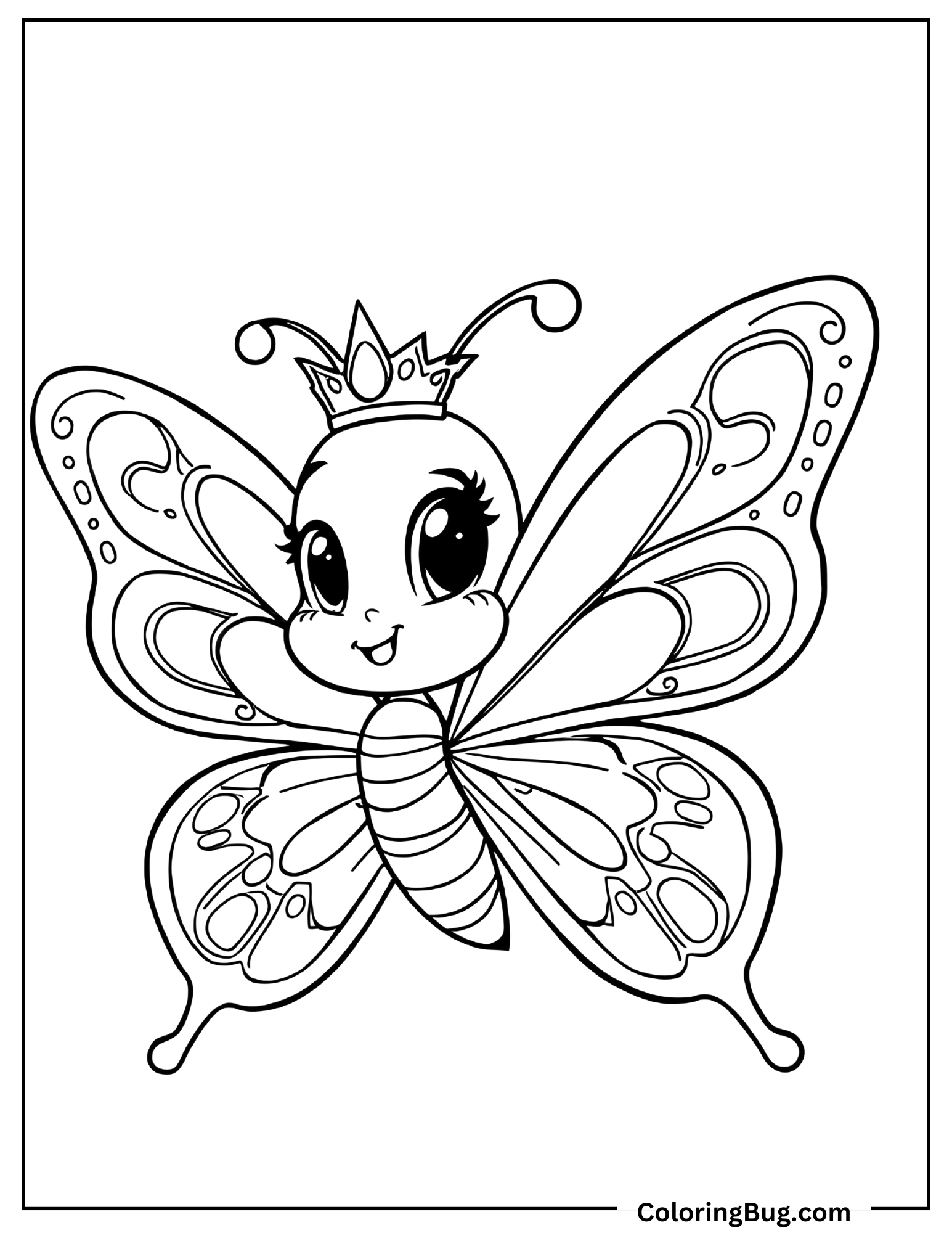 Princess Butterfly Coloring Sheet