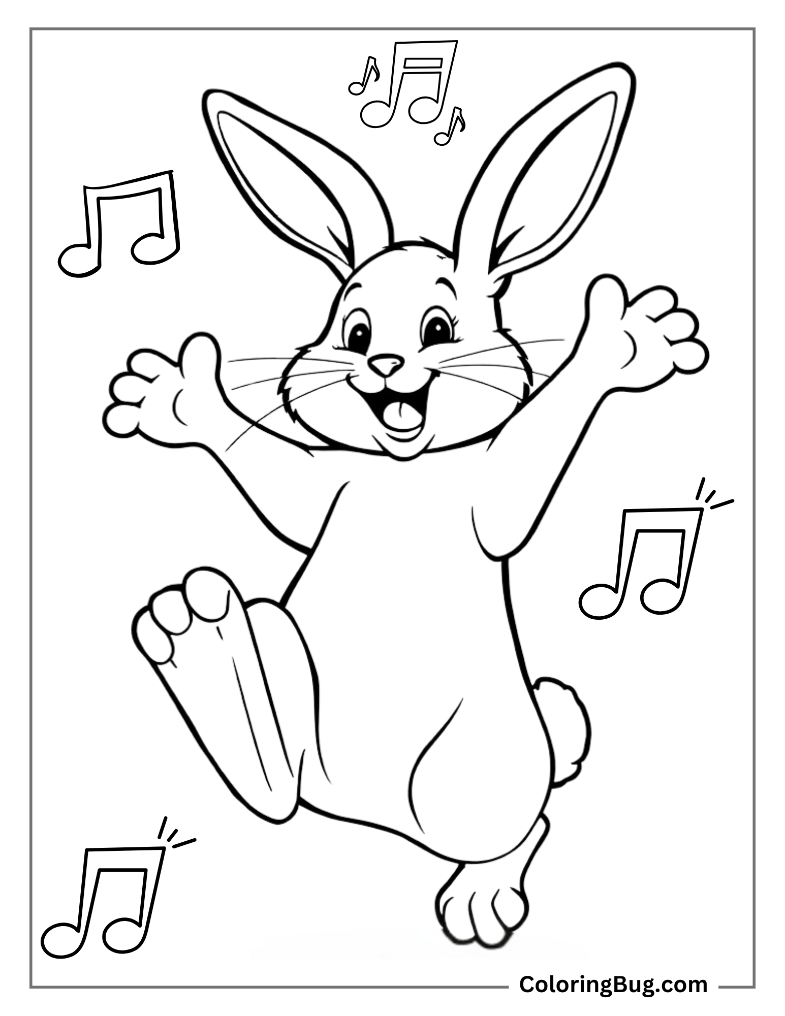 Rabbit Dancing Coloring Sheet