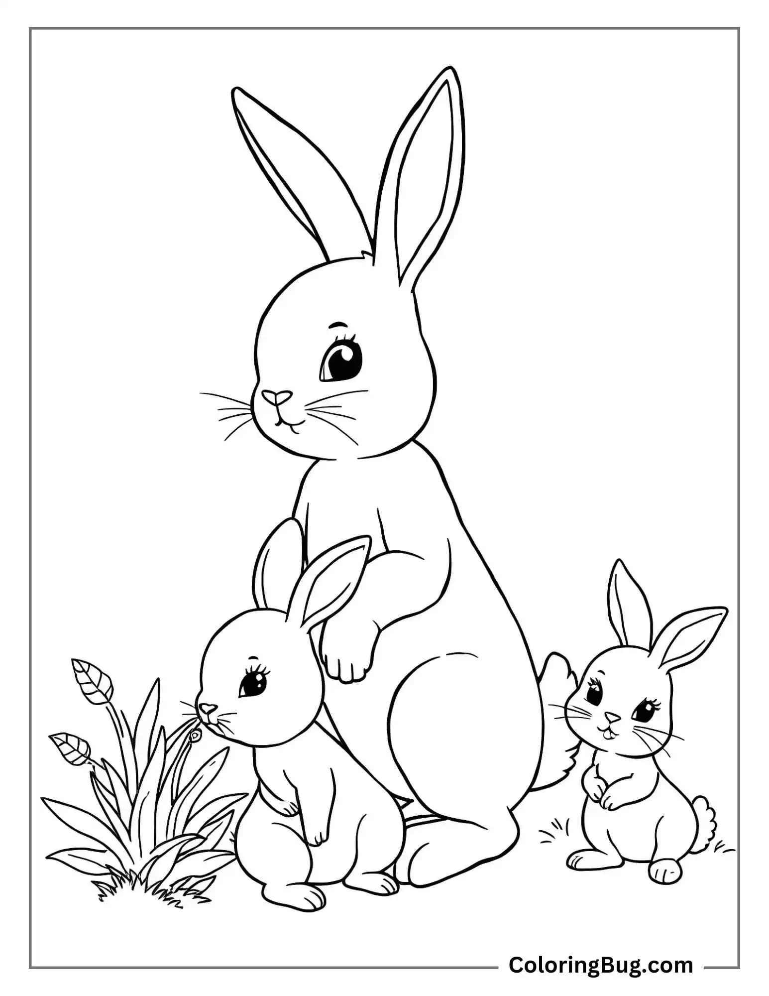 Rabbit Family Coloring Sheet