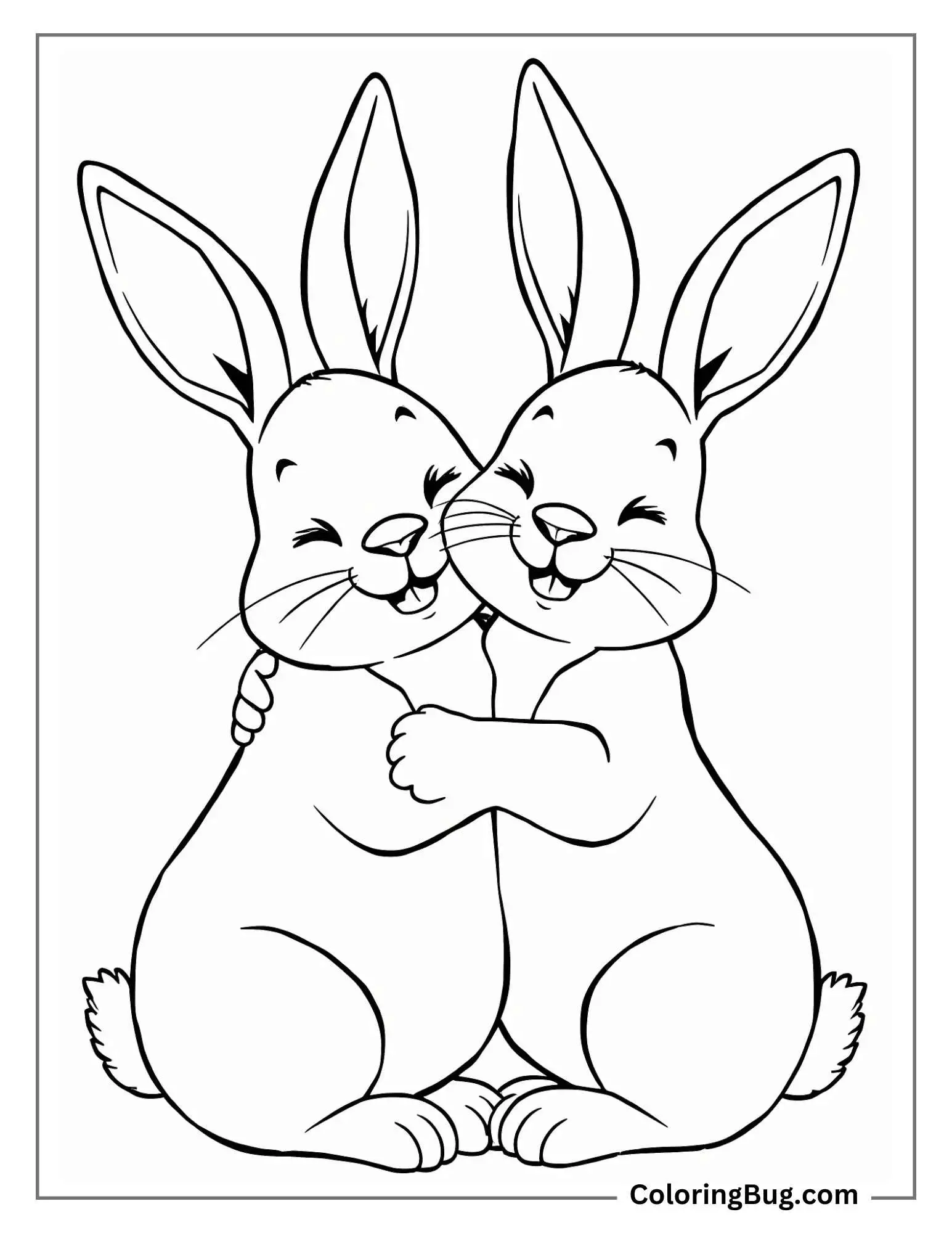 Rabbit's Hugging Coloring Sheet