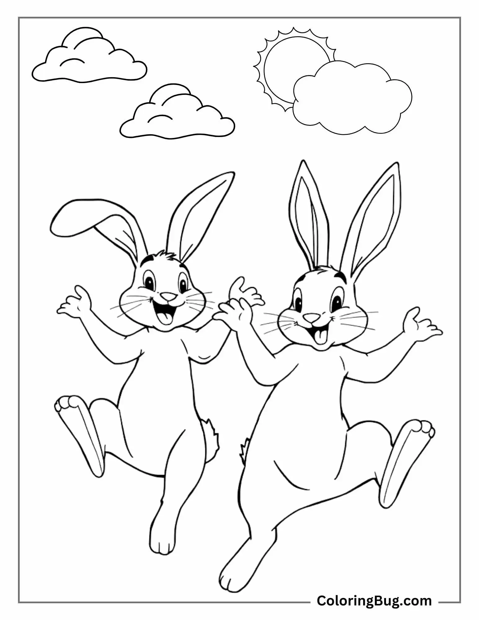 Rabbit's Jumping Coloring Sheet