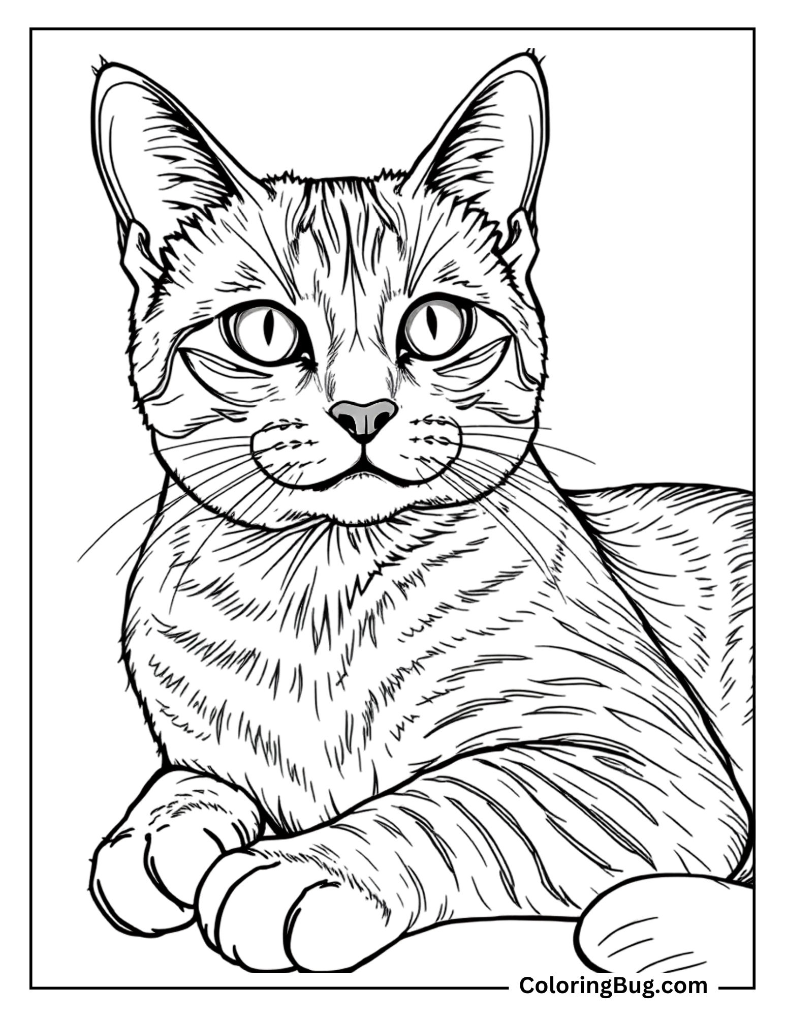Realistic cat coloring sheet