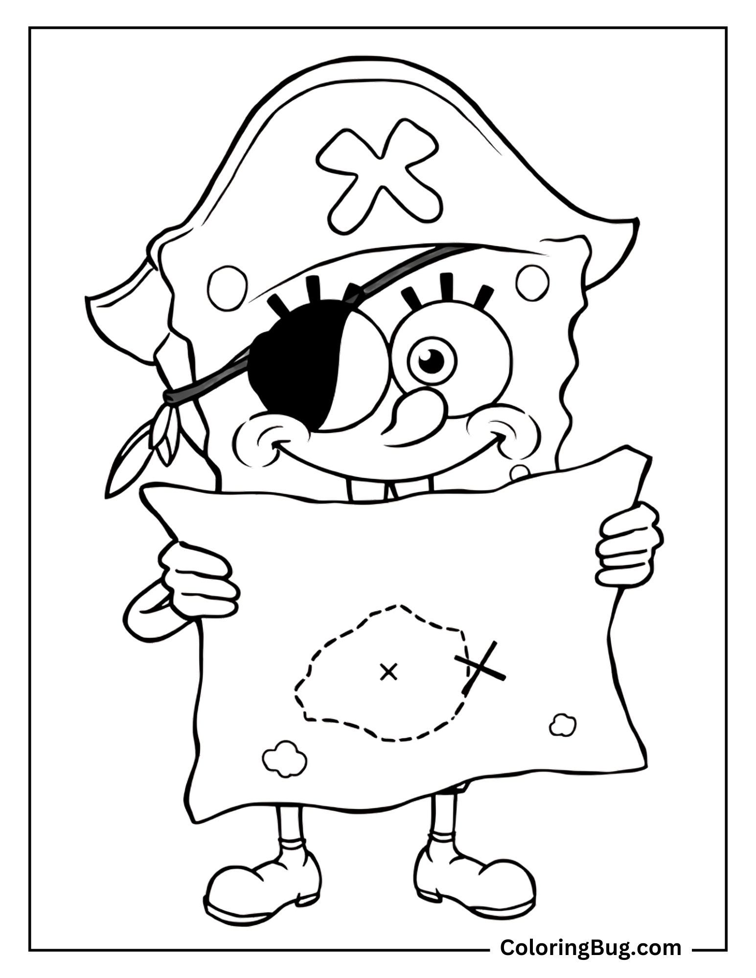 Simple Pirate Spongebob Coloring Sheet