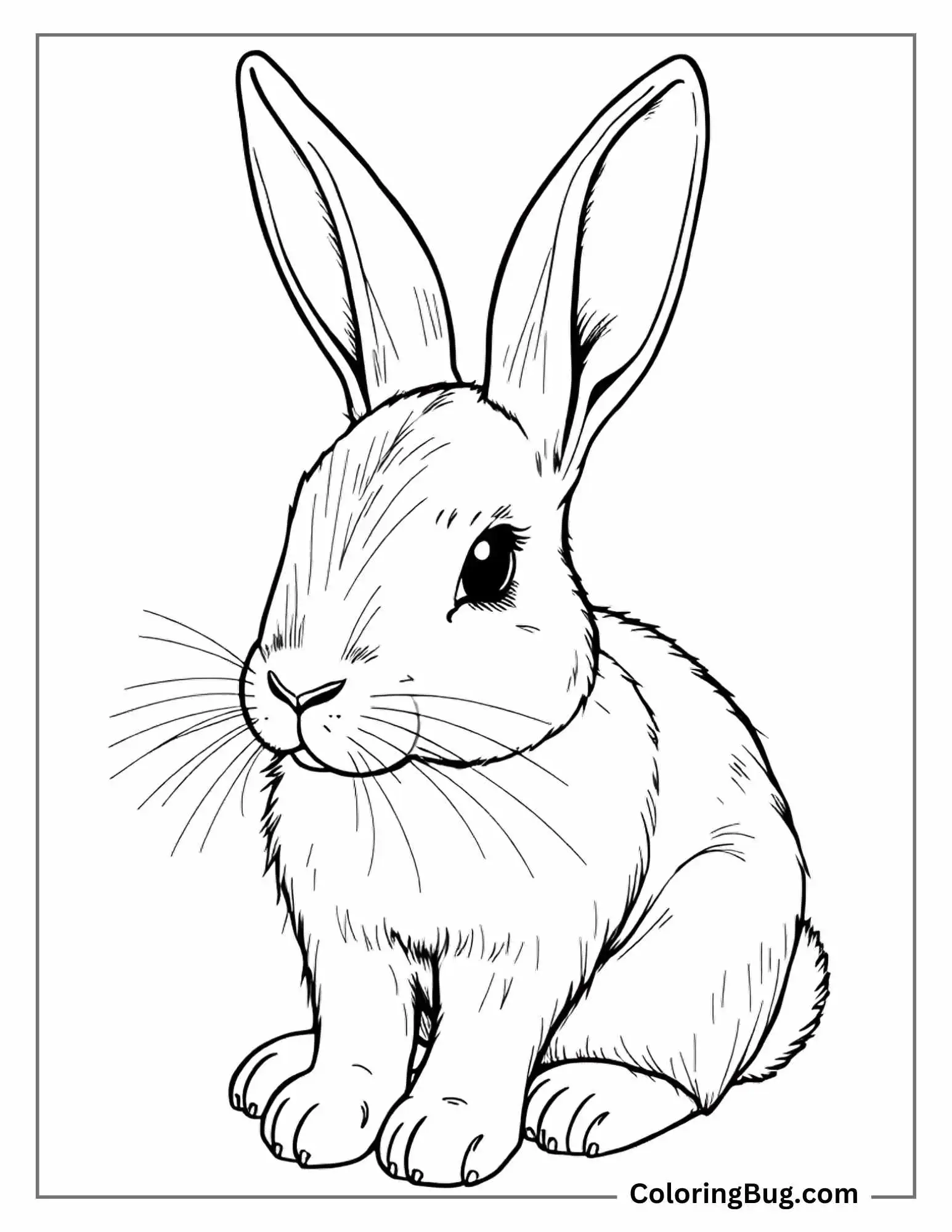 Simple Realistic Rabbit Coloring Sheet