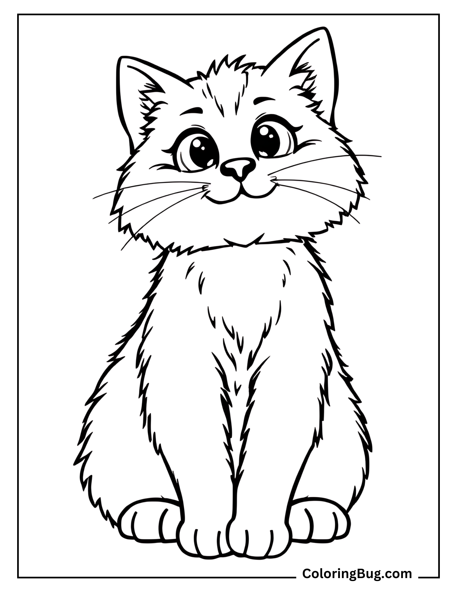 simple furry cat coloring sheet