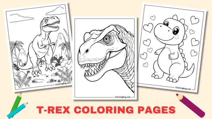 60+ T-Rex Coloring Pages (Free Printable PDFs) For Kids and Adults