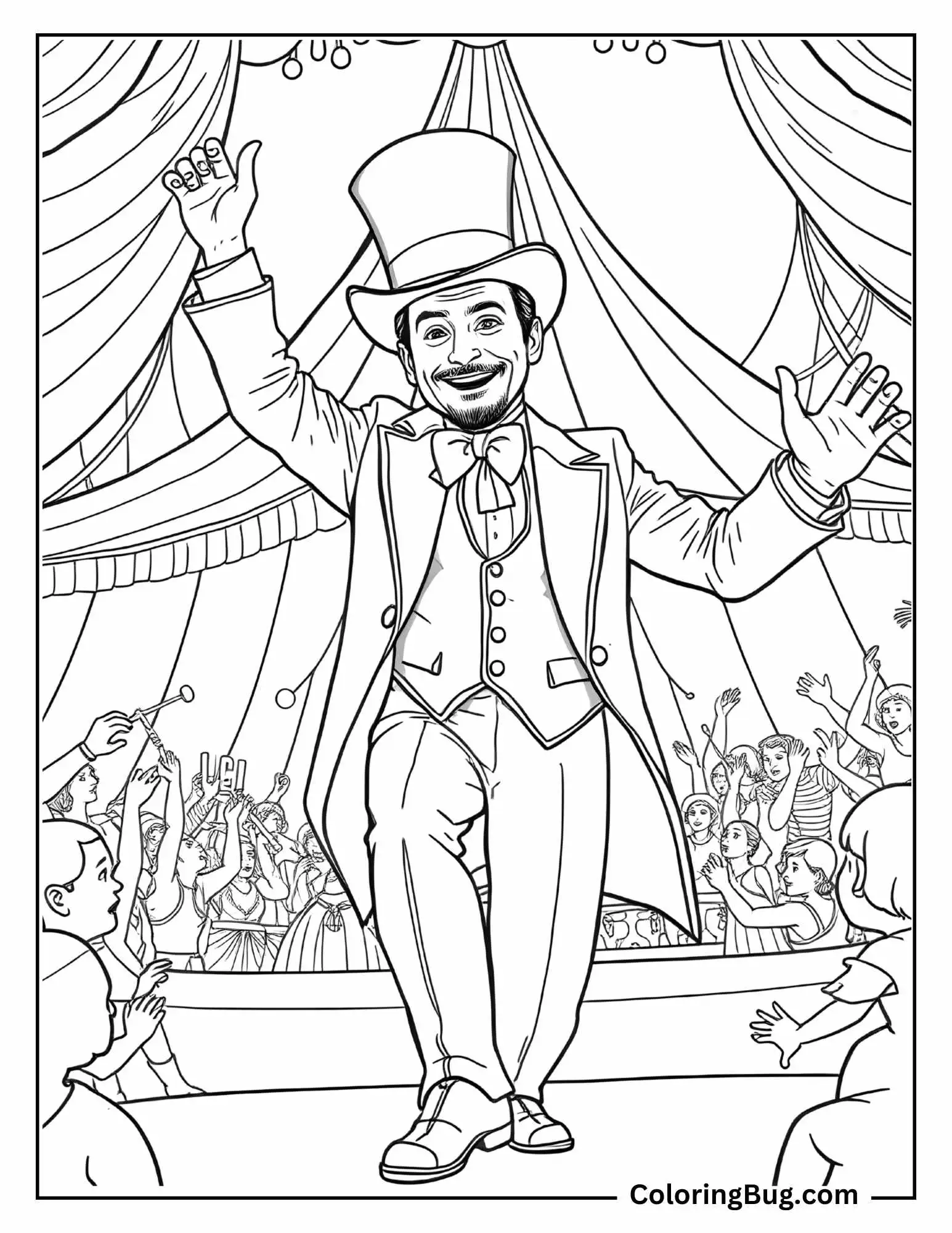 The Greatest Showman Performing Coloring Page