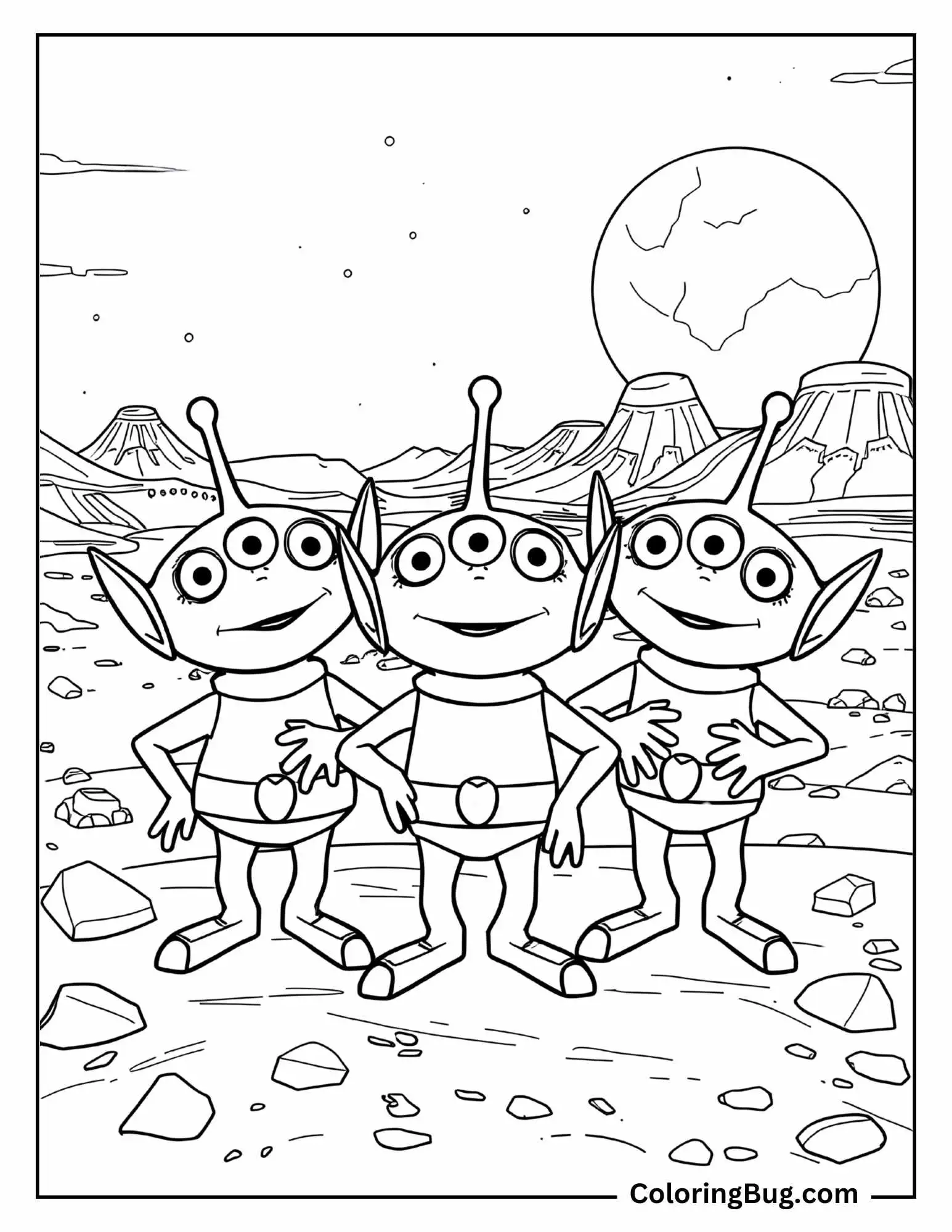 Toy Story Aliens Coloring Sheet