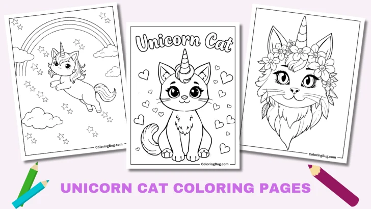 50 Cute Unicorn Cat Coloring Pages (Free Printable PDFs)