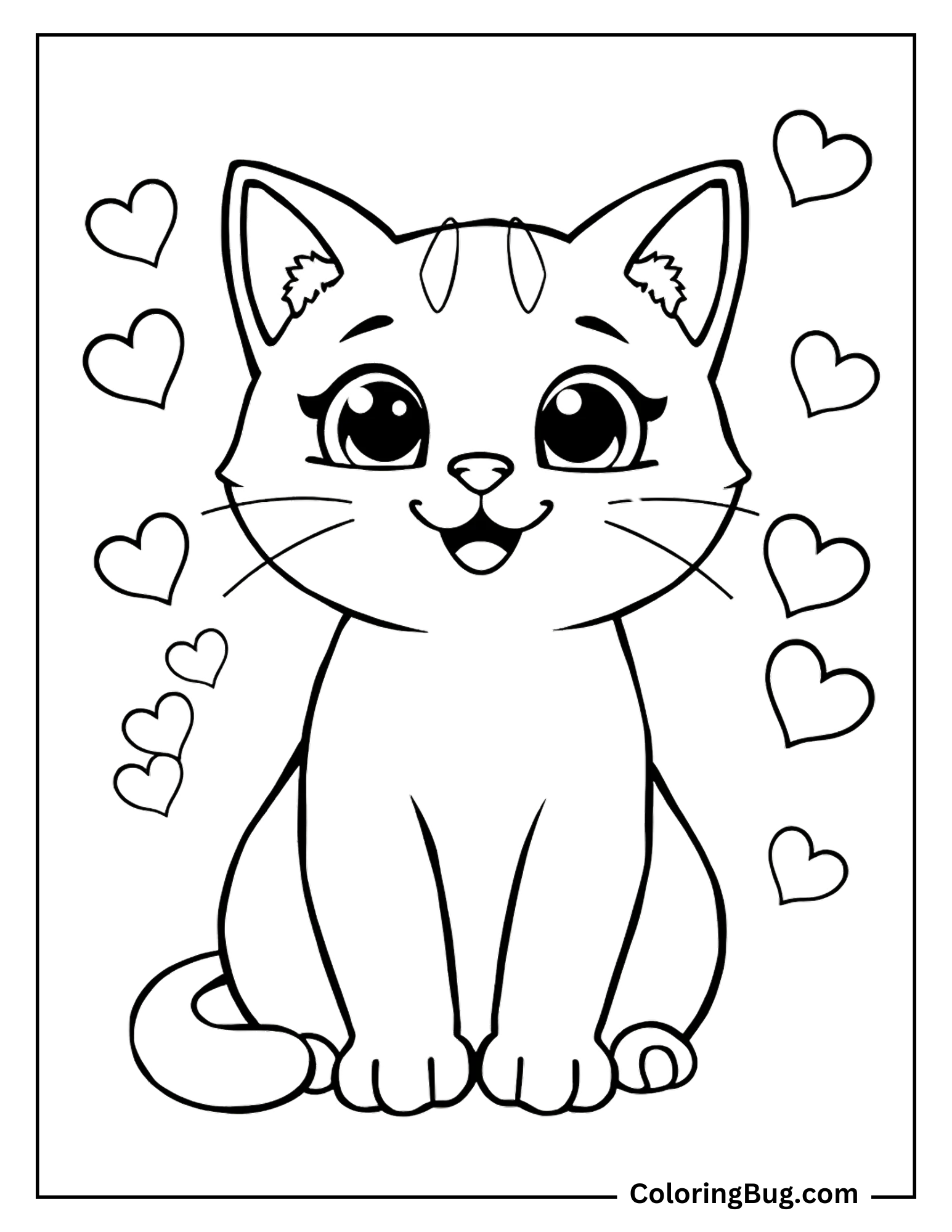 cute kawaii Cat coloring sheet