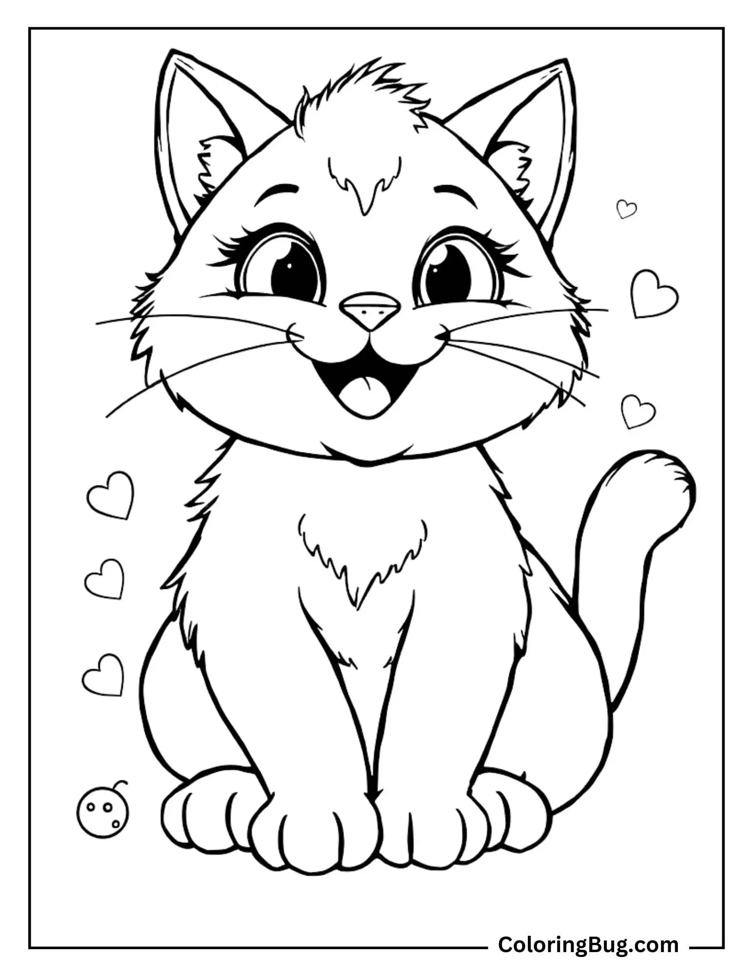 Cute lovely cat coloring sheet
