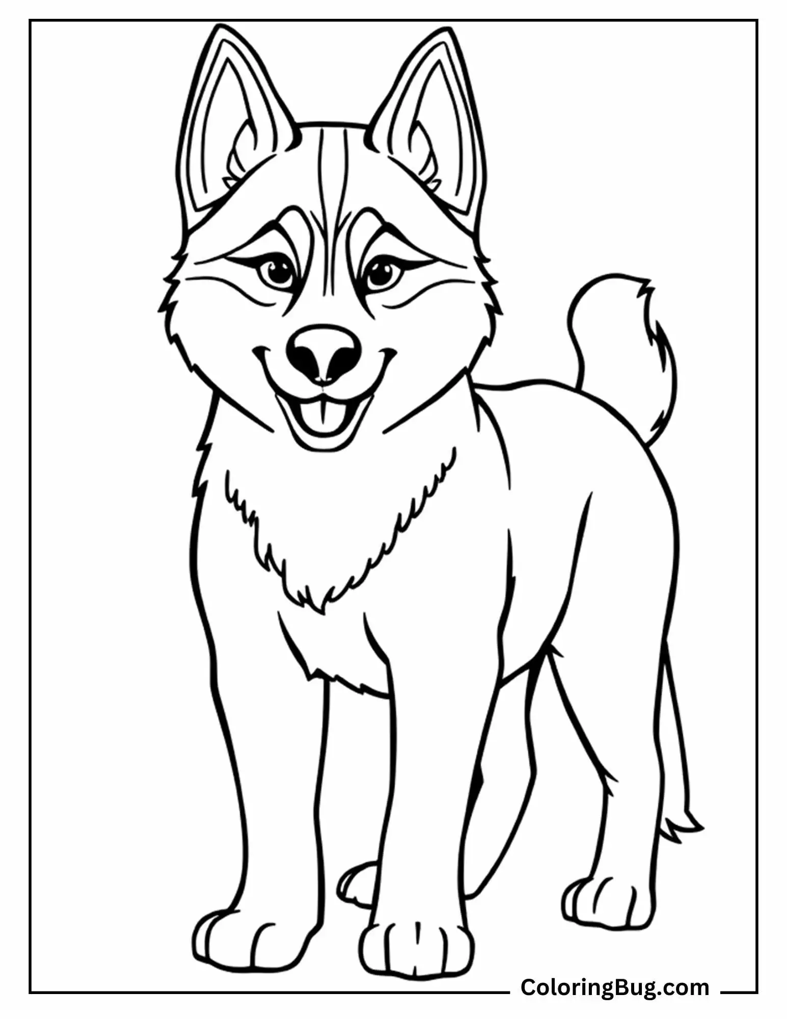 simple husky dog coloring sheet