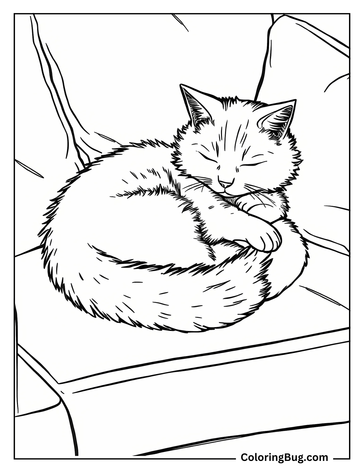 sleeping cat coloring sheet