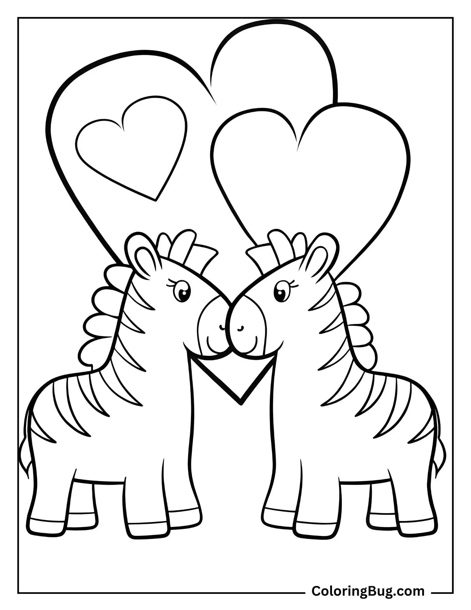 2 Zebra in Love coloring sheet