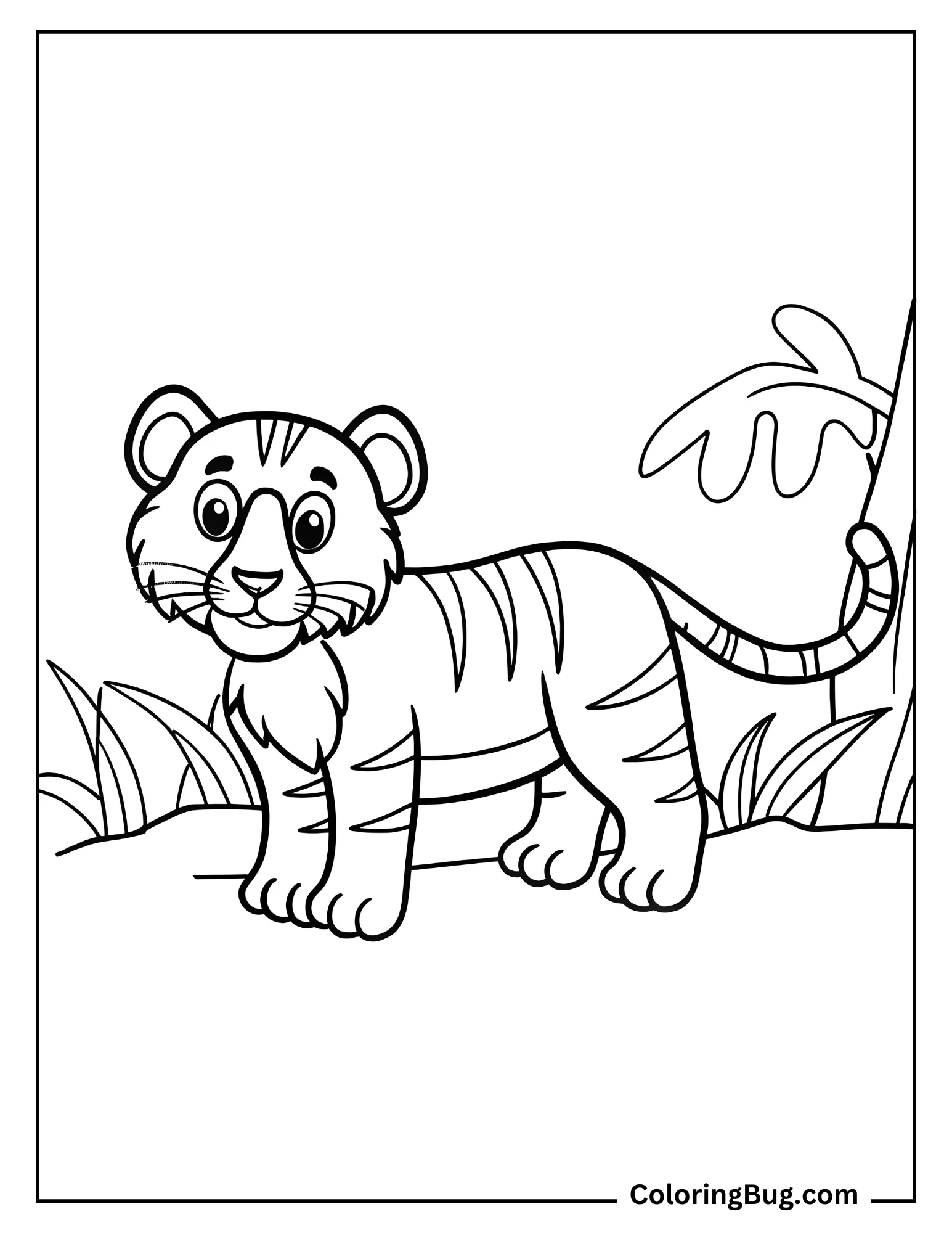 A Cute Tiger  Coloring Sheet