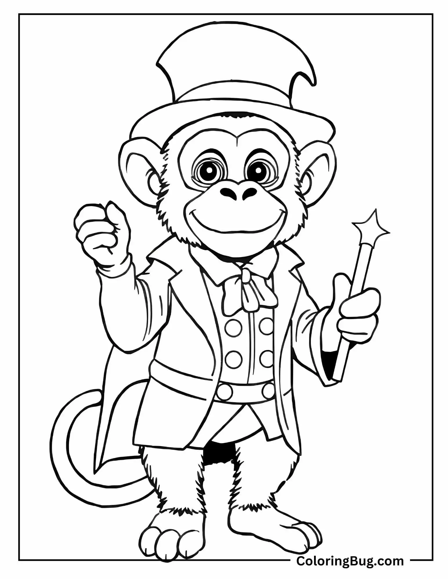 A Magician Monkey Coloring Sheet